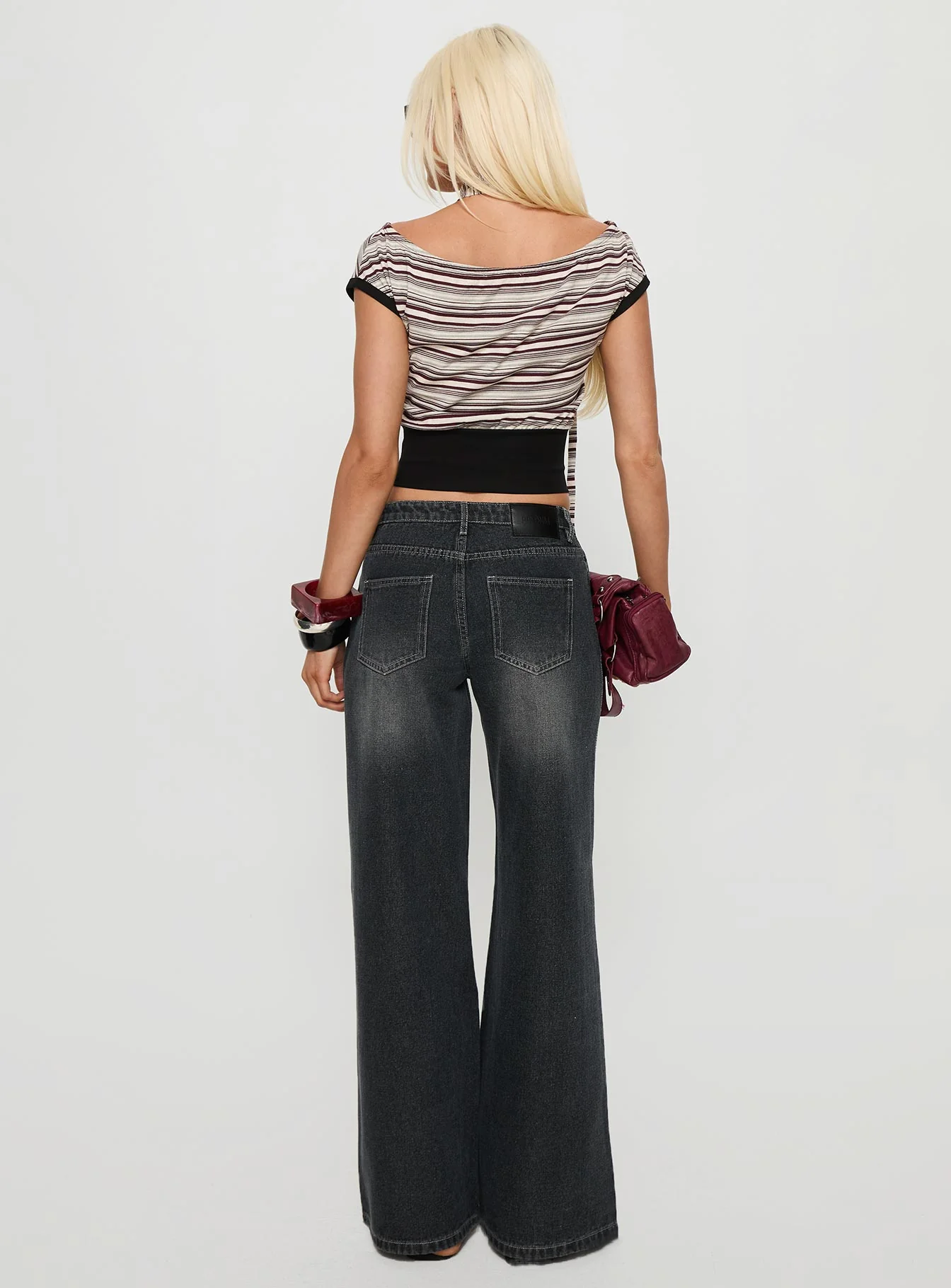 Ramos Low Rise Wide Leg Jeans Dark Grey Wash