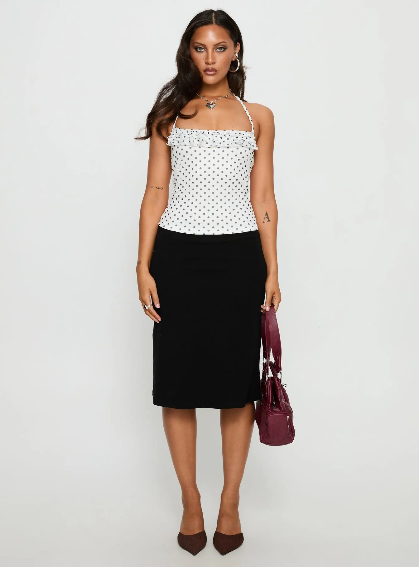 Days Of Summer Ruffle Top White Polka