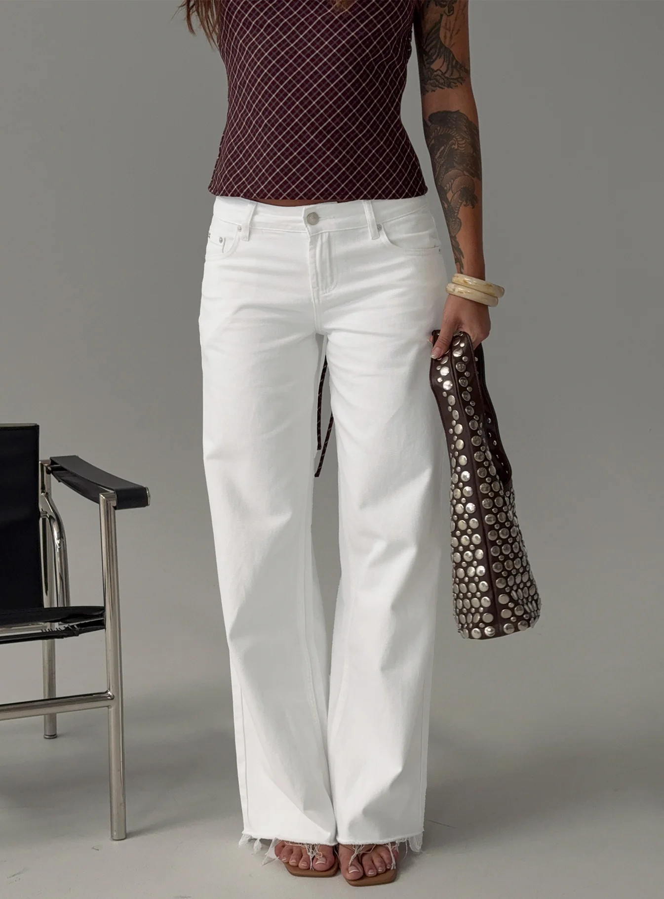 Sabryna Low Rise Straight Leg Jeans White