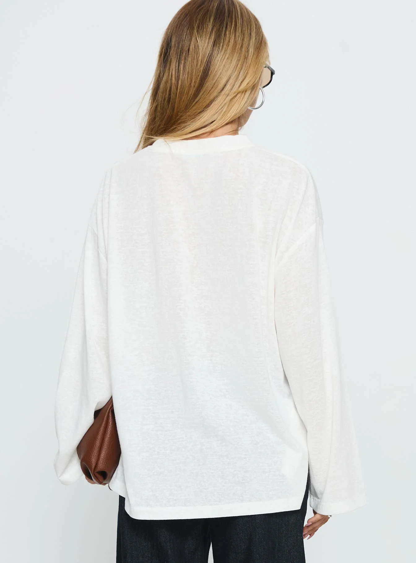 Zaydee Oversized Long Sleeve Top White