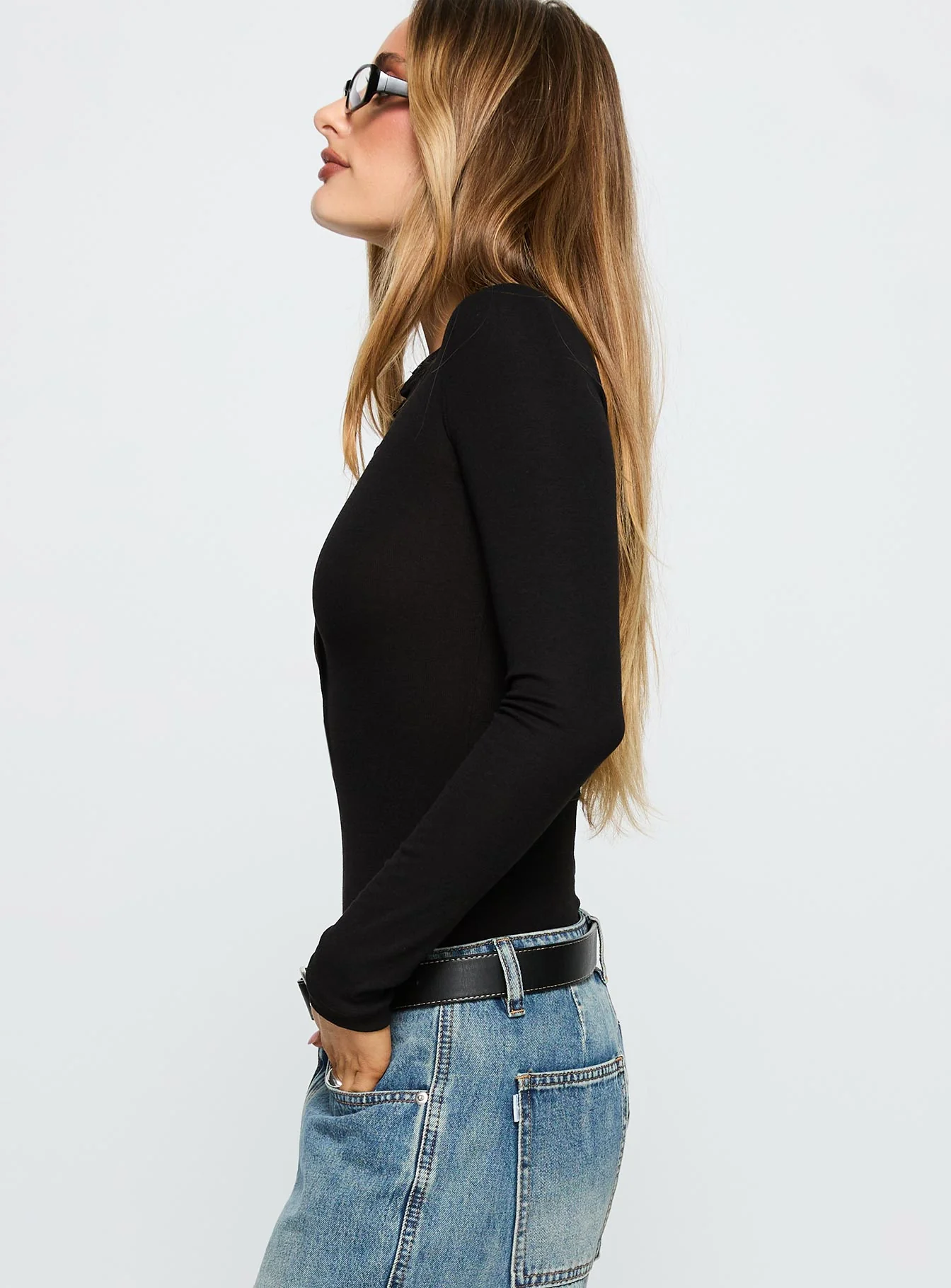Kandis Long Sleeve Bodysuit Black