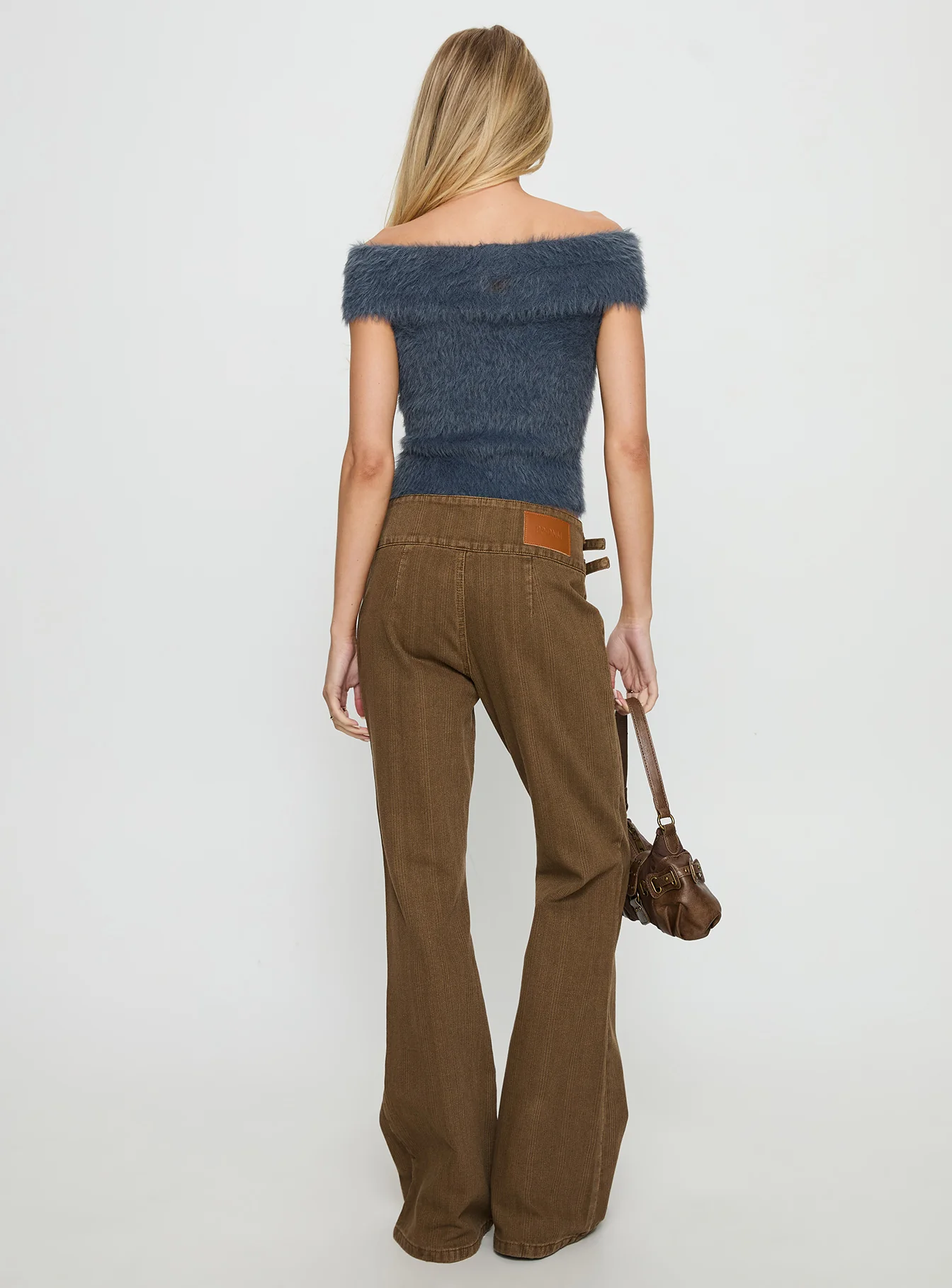 Thrill Ride Mid Rise Corduroy Flare Jeans Washed Brown