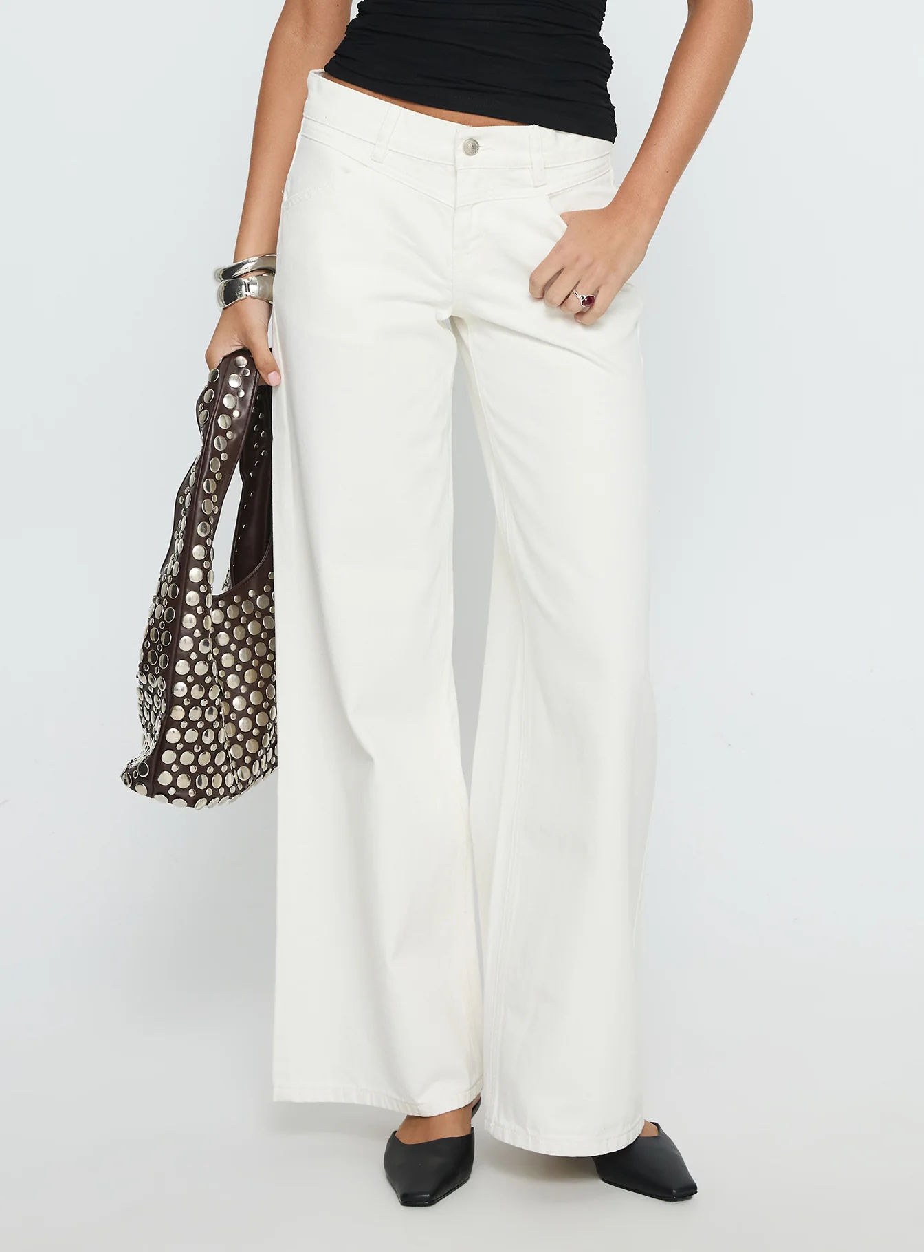 Catiana Low Rise Wide Leg Jeans White