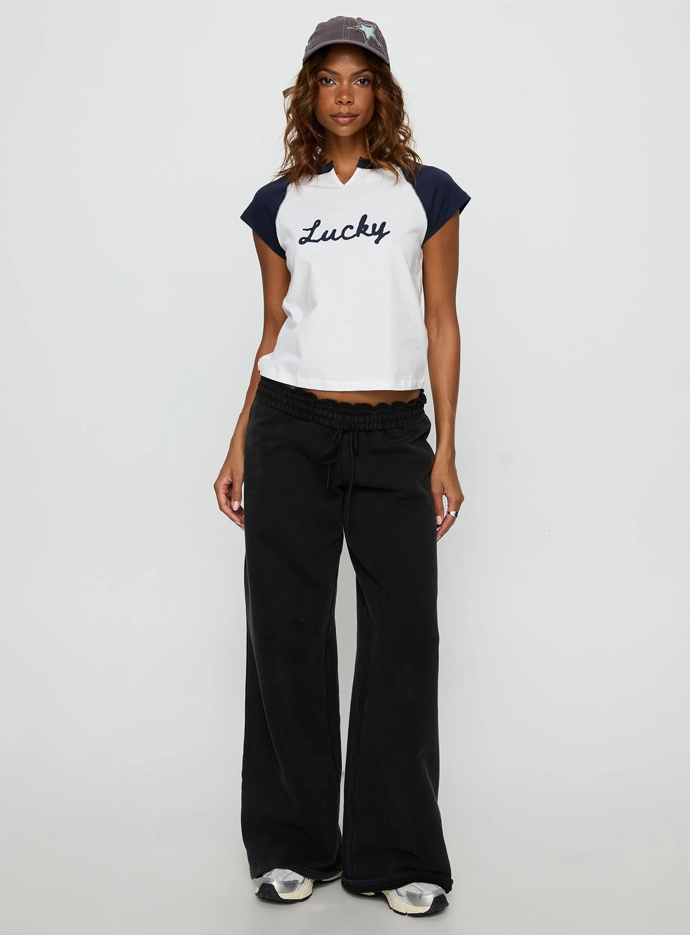 Southern Charm Graphic Baby Tee Navy / White