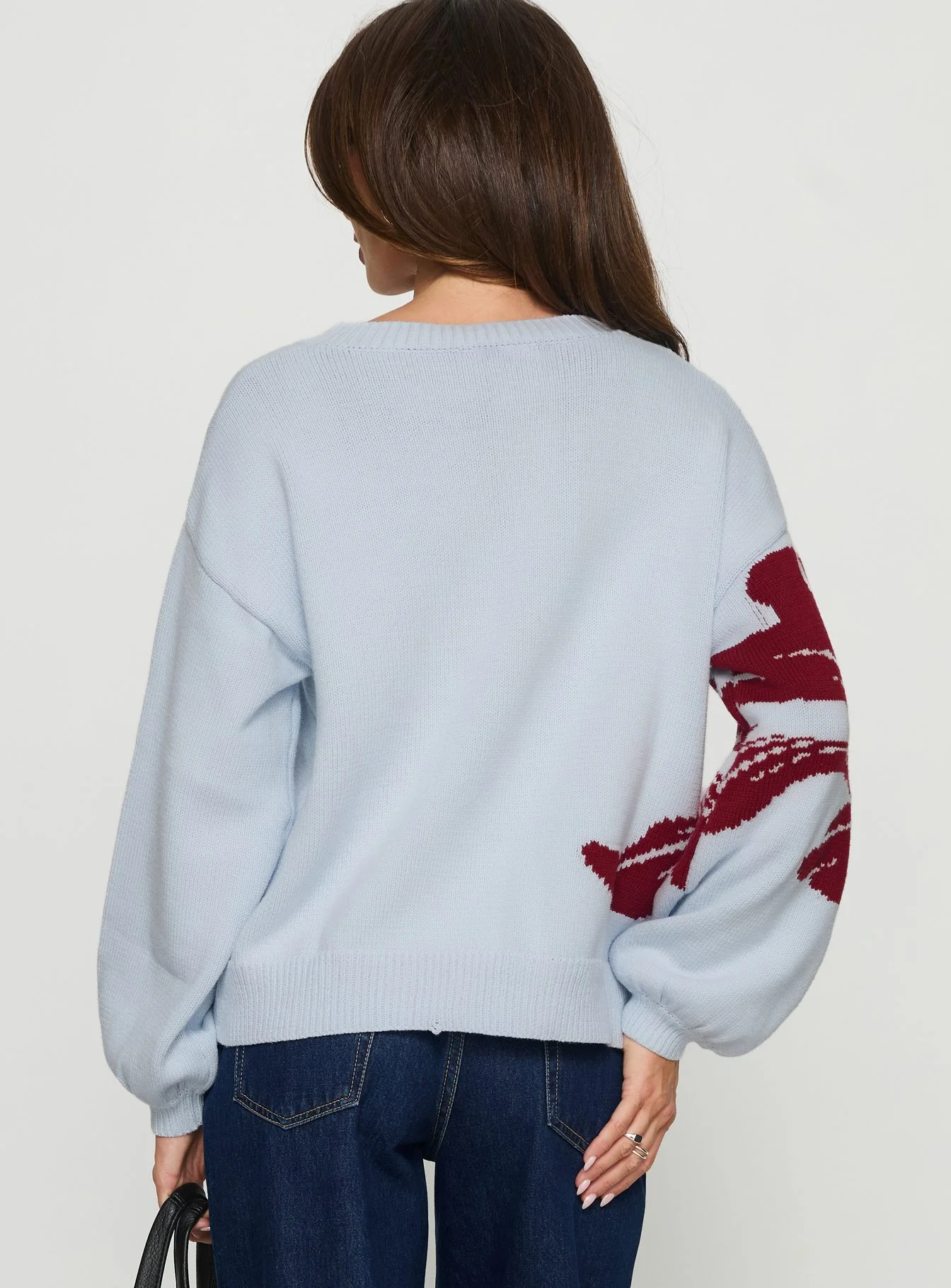 Jalenn Floral Knit Cardigan Blue / Red