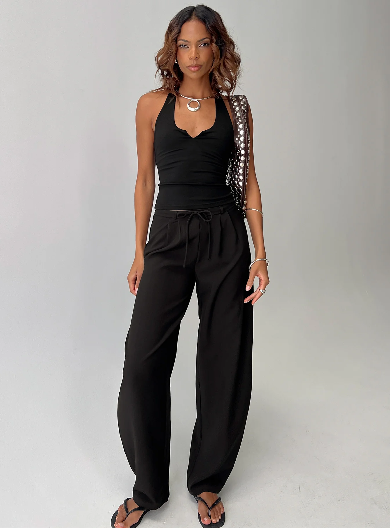 Triffid Barrel Leg Pants Black