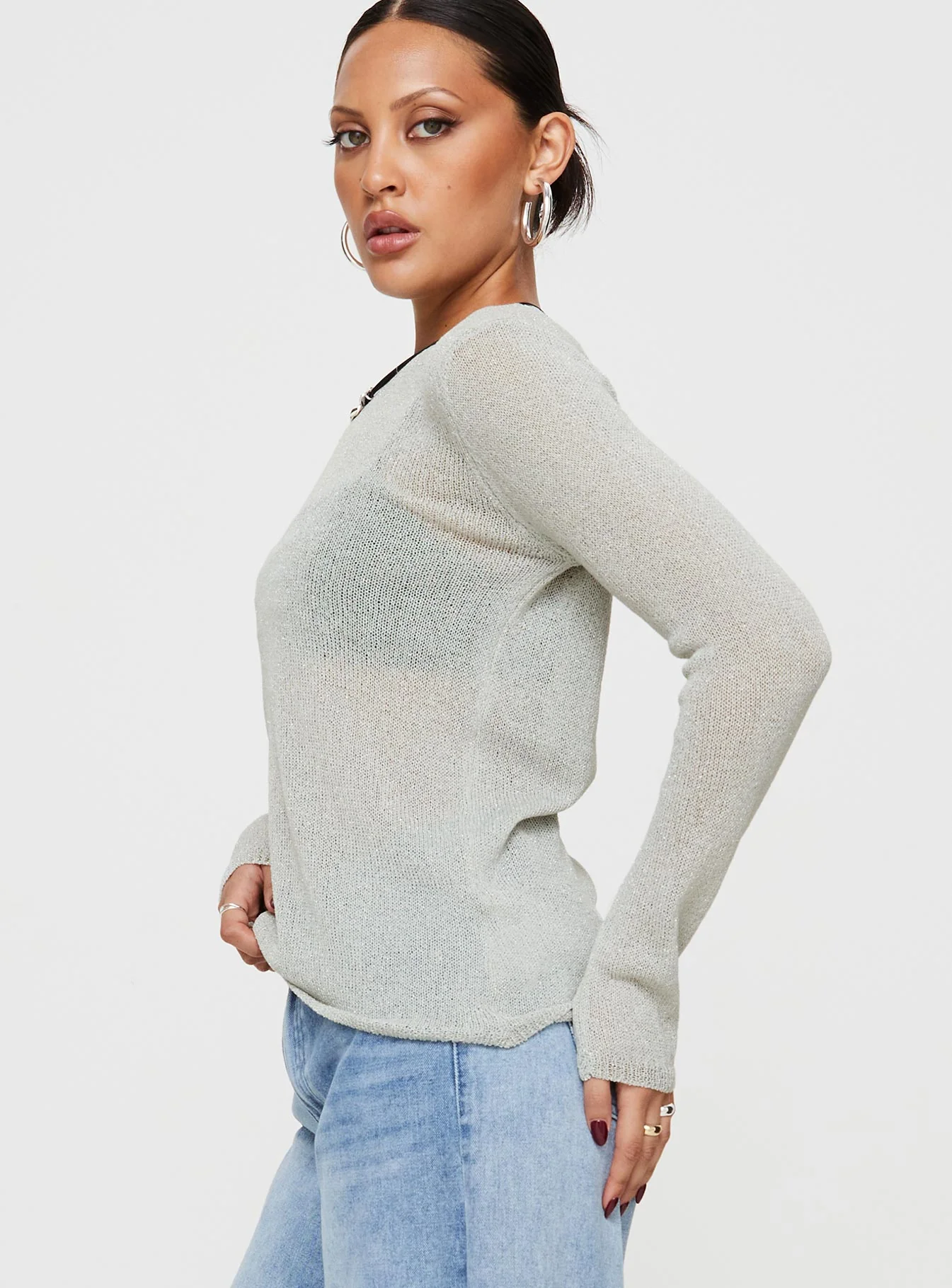 Fazzio Long Sleeve Top Silver