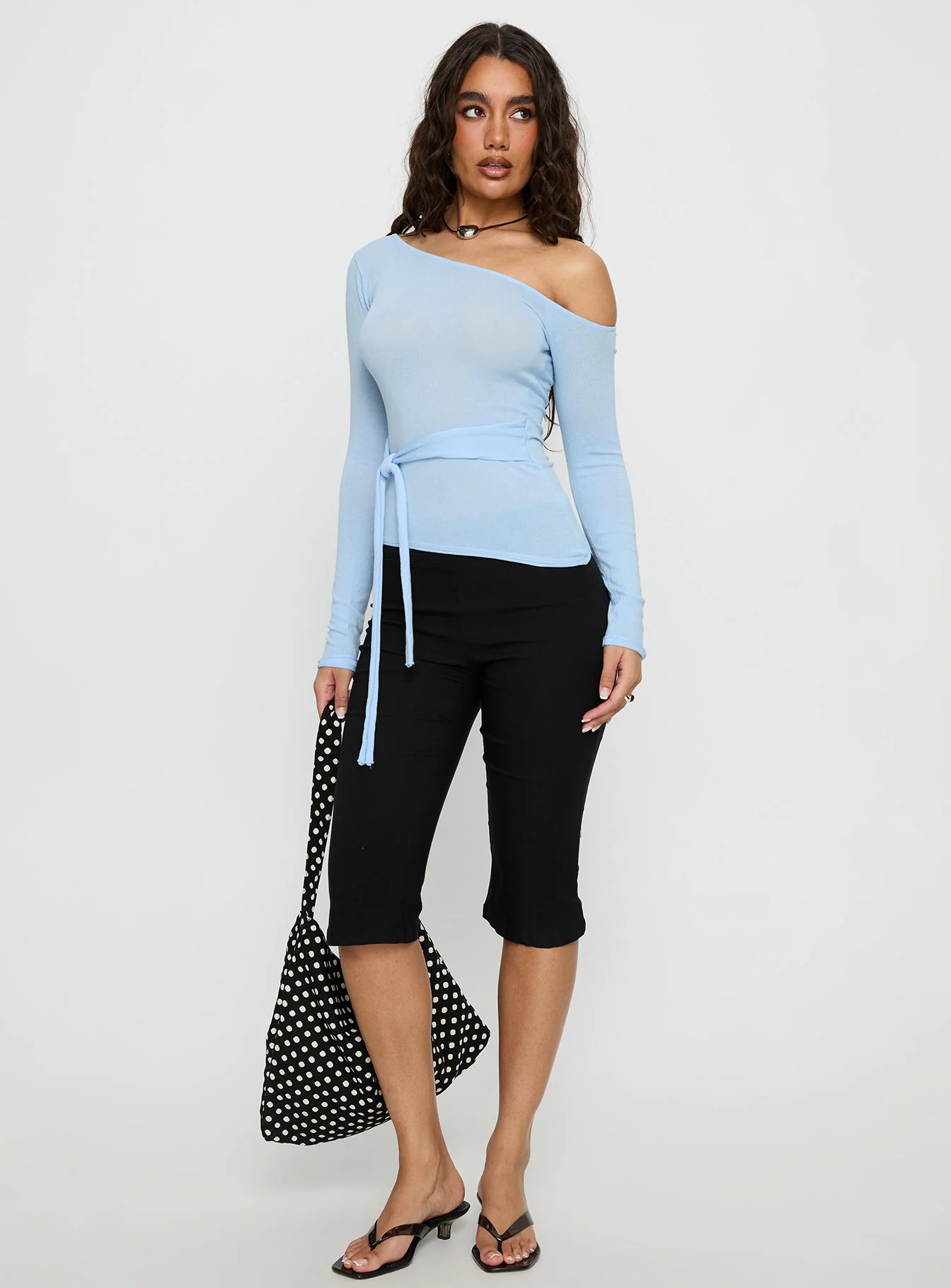 Kastor One Shoulder Long Sleeve Top Blue