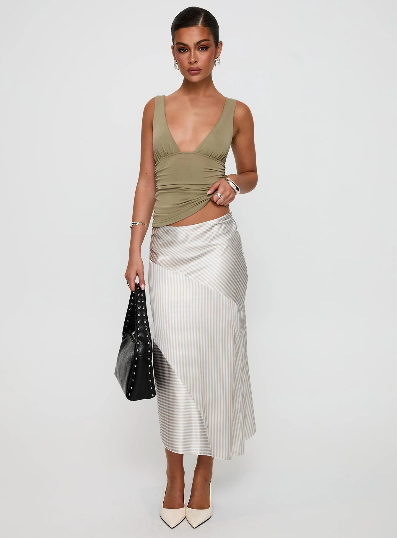 Priscella Asymmetrical Midi Skirt Multi