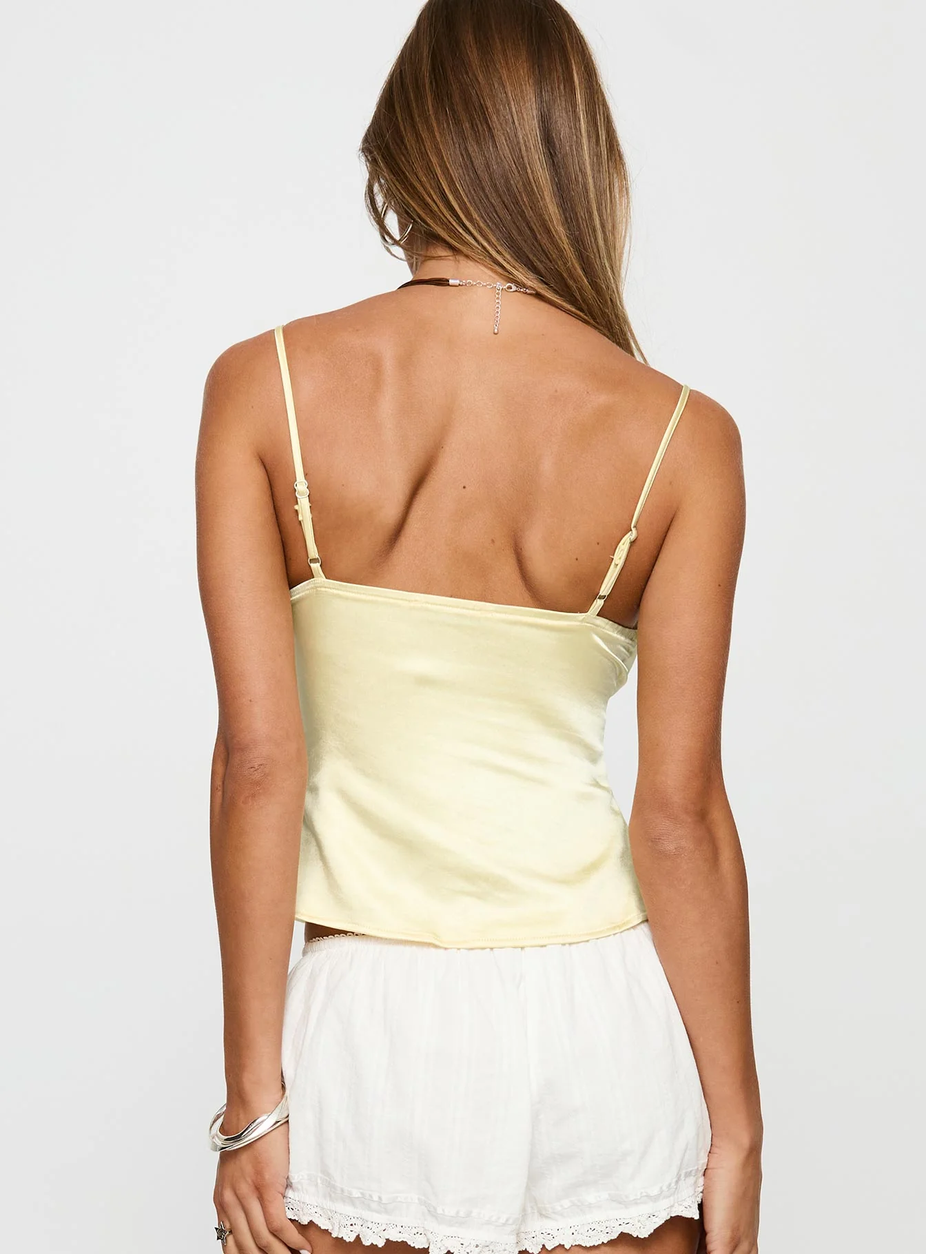 Aruba Satin Embroidered Cami Lemon