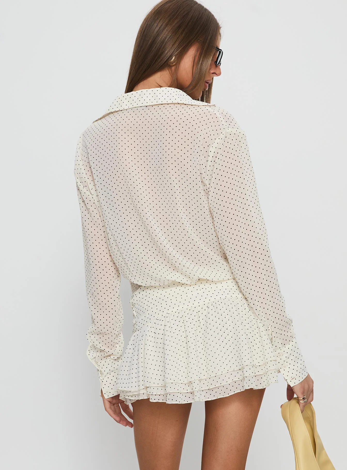 Girls Girls Girls Long Sleeve Mini Dress Porcelain Polka