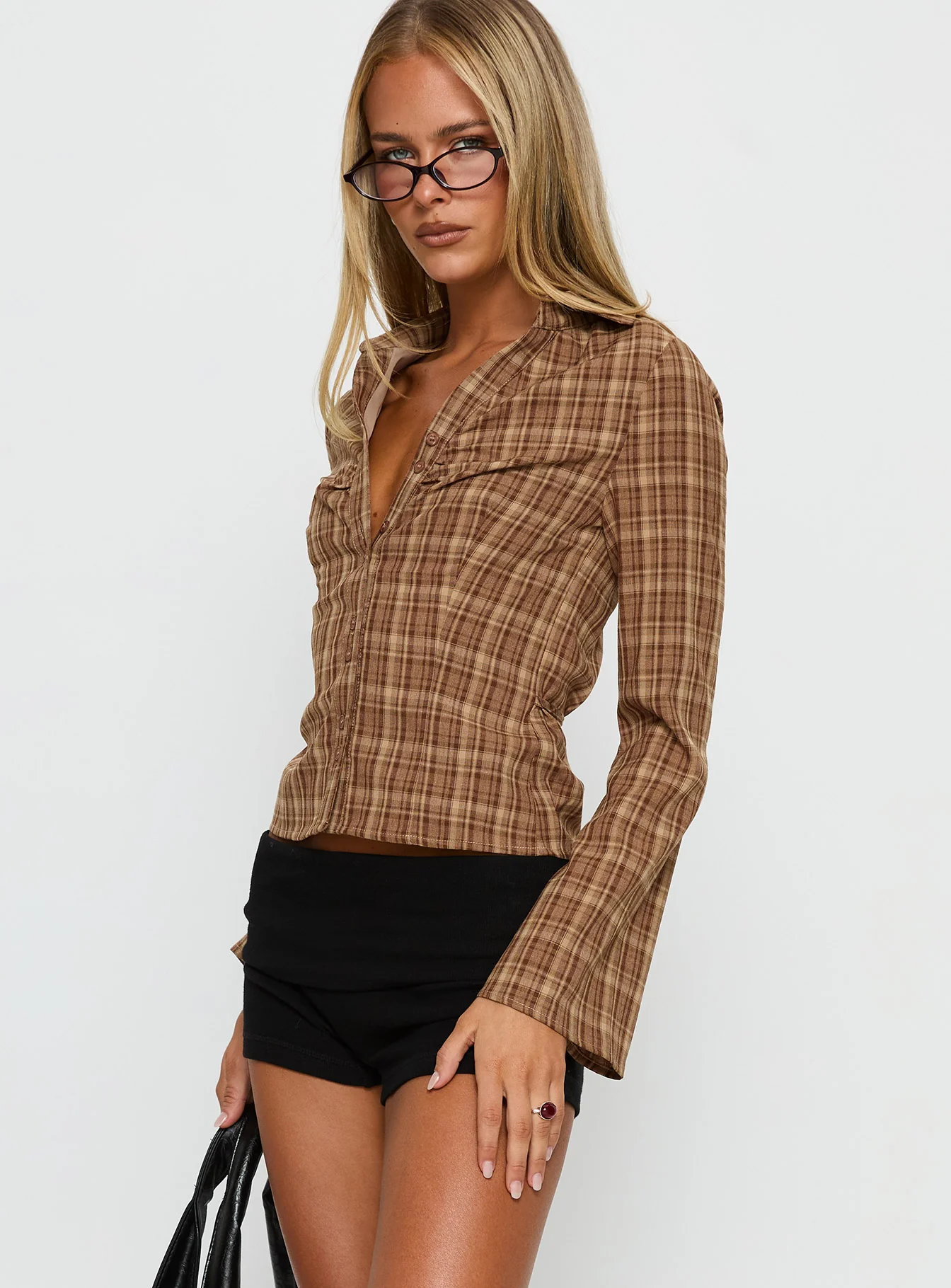 Arianwyn Long Sleeve Shirt Brown Check