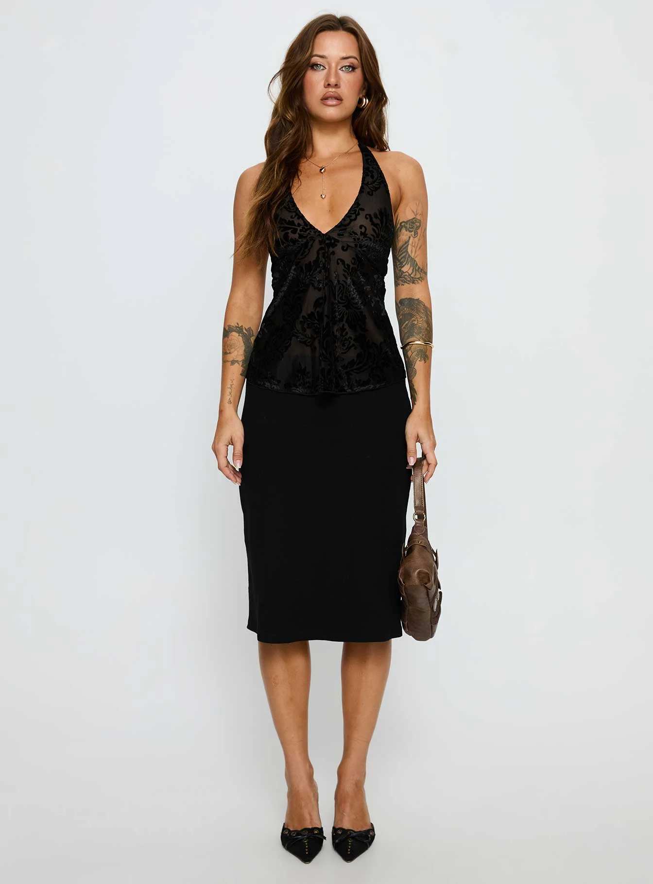 Eccentric Halter Top Black