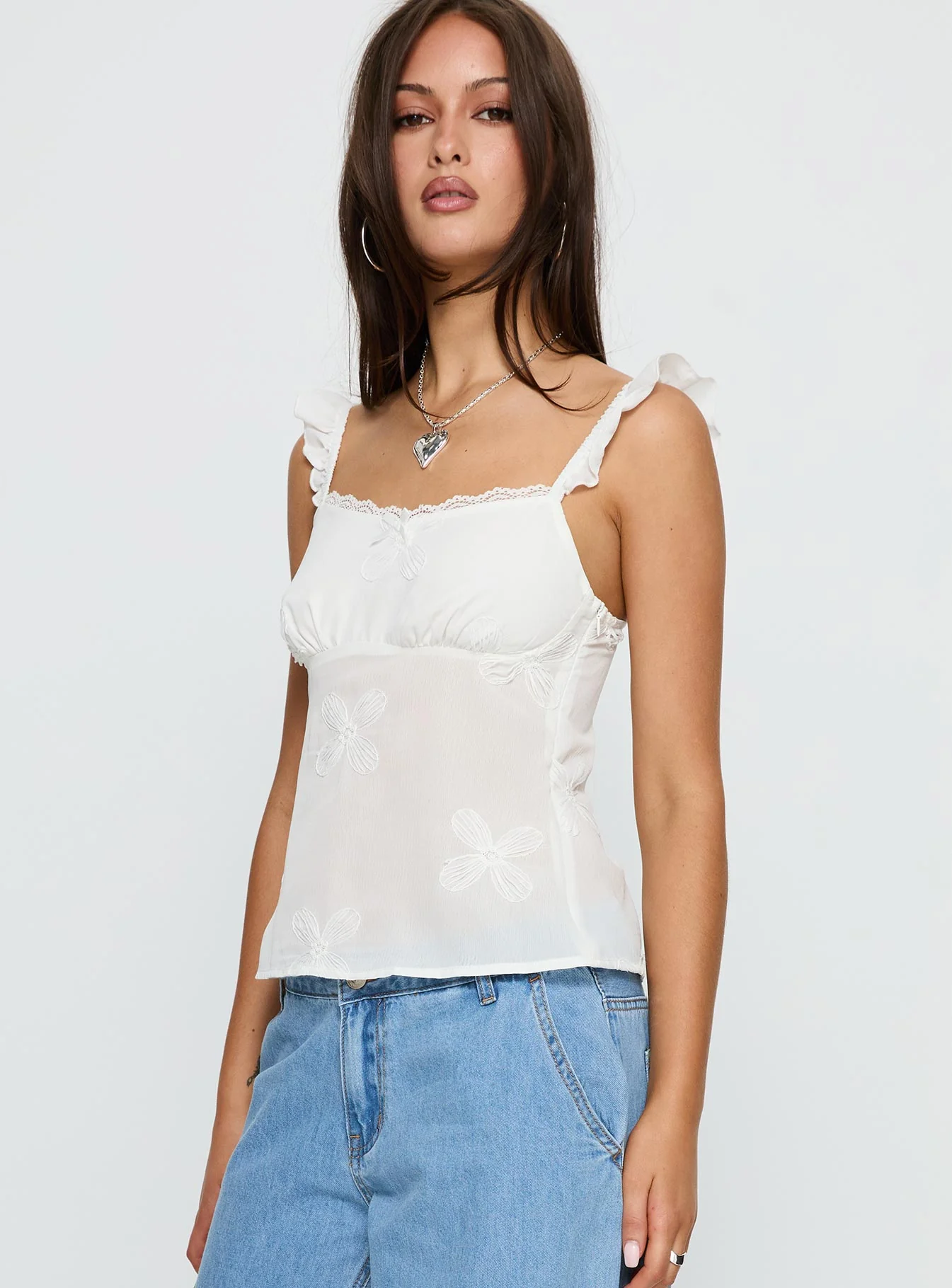 Madaleine Embroidered Top White