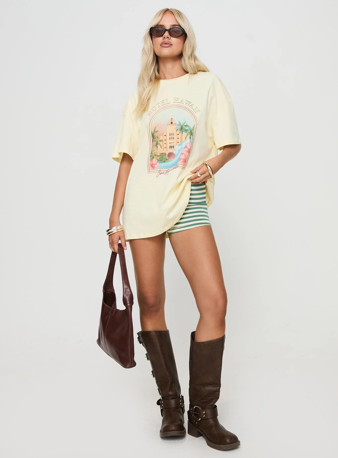 Hotel Hawaii Oversized Tee Yellow