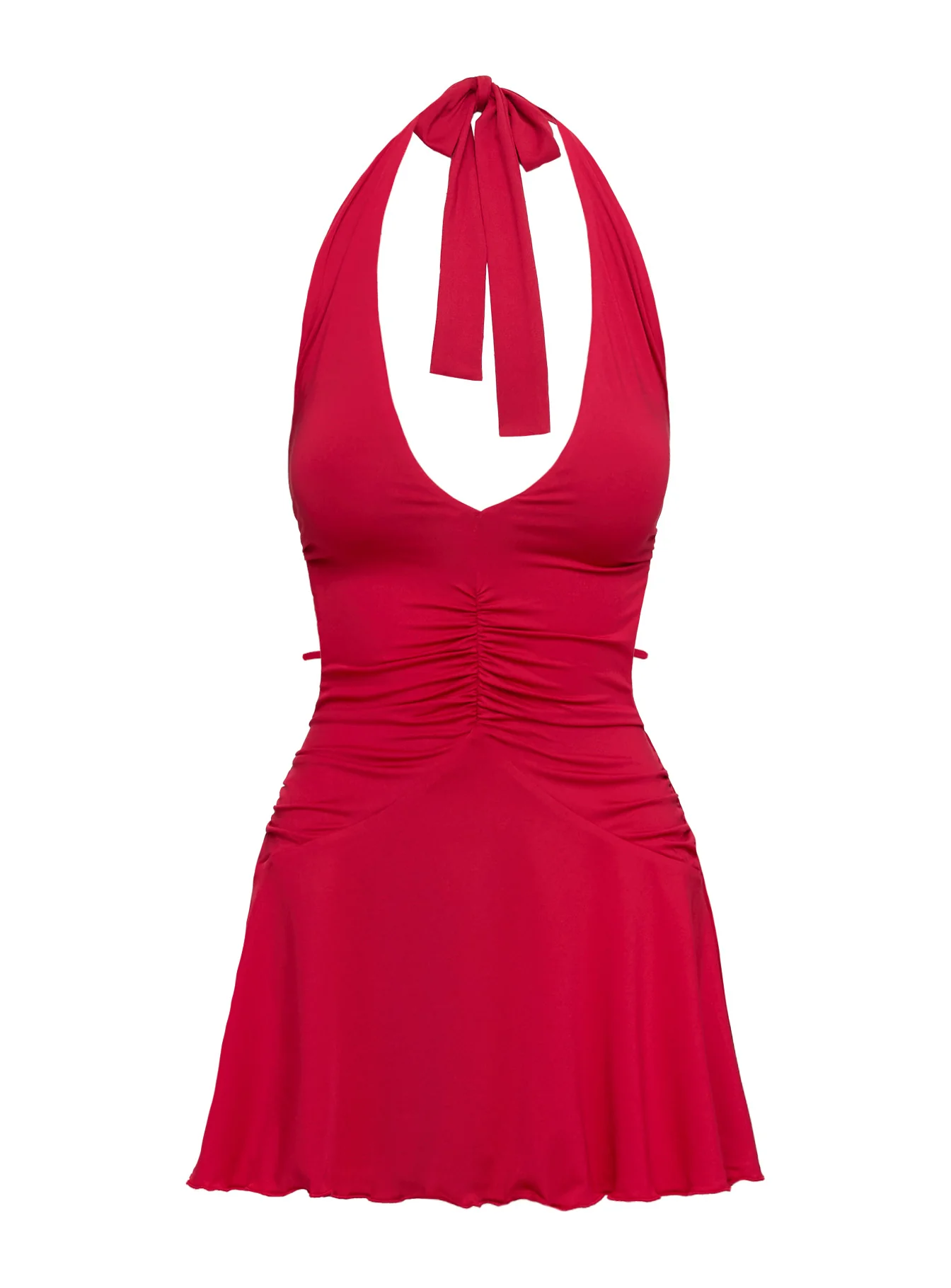 Maeva Halter Mini Dress Red