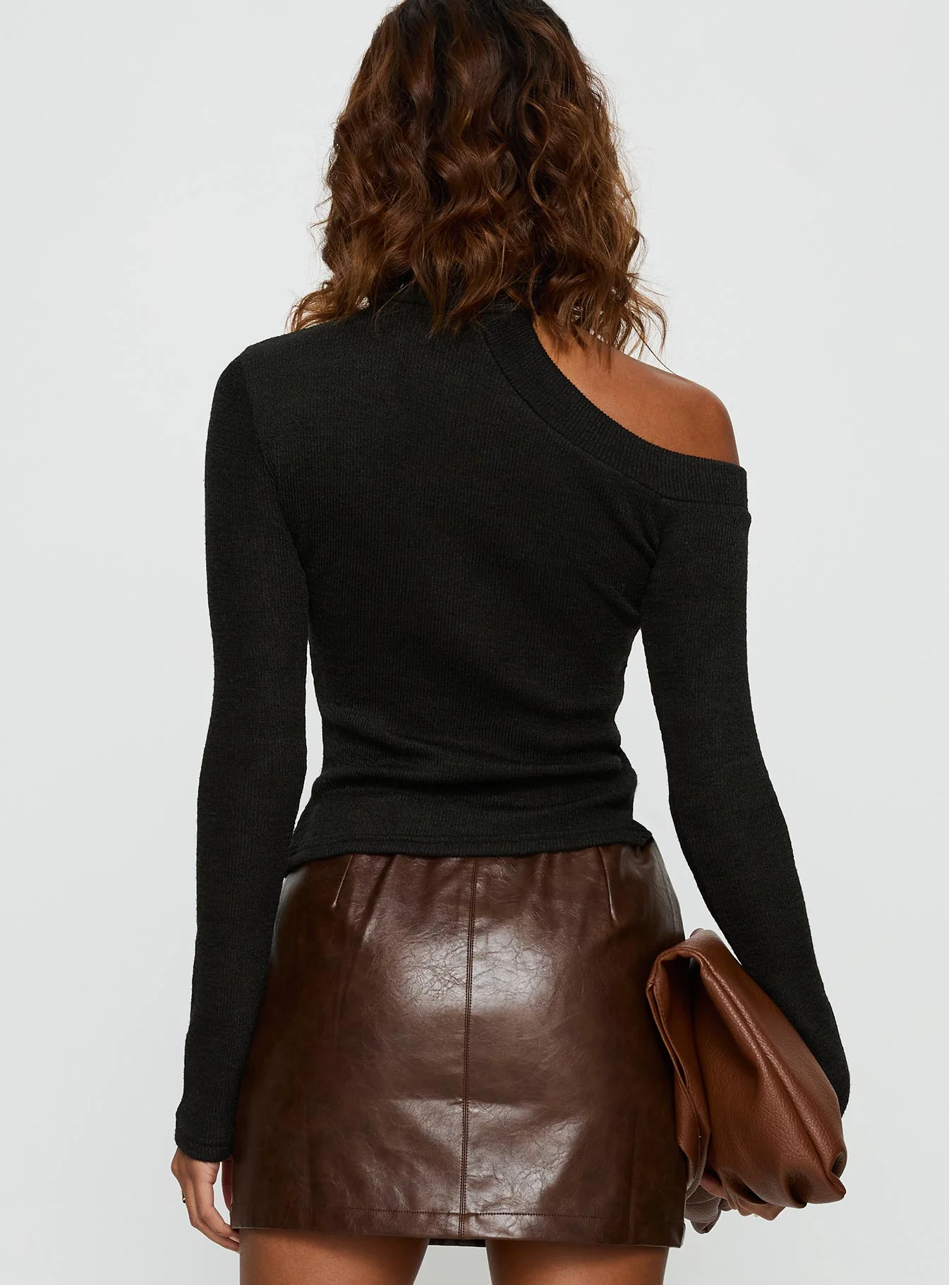 Normana Cold Shoulder Knit Top Black