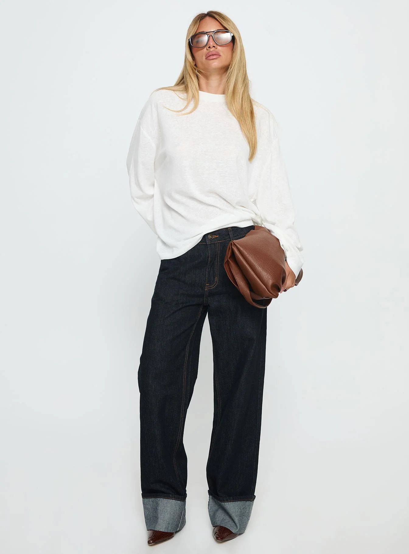 Zaydee Oversized Long Sleeve Top White