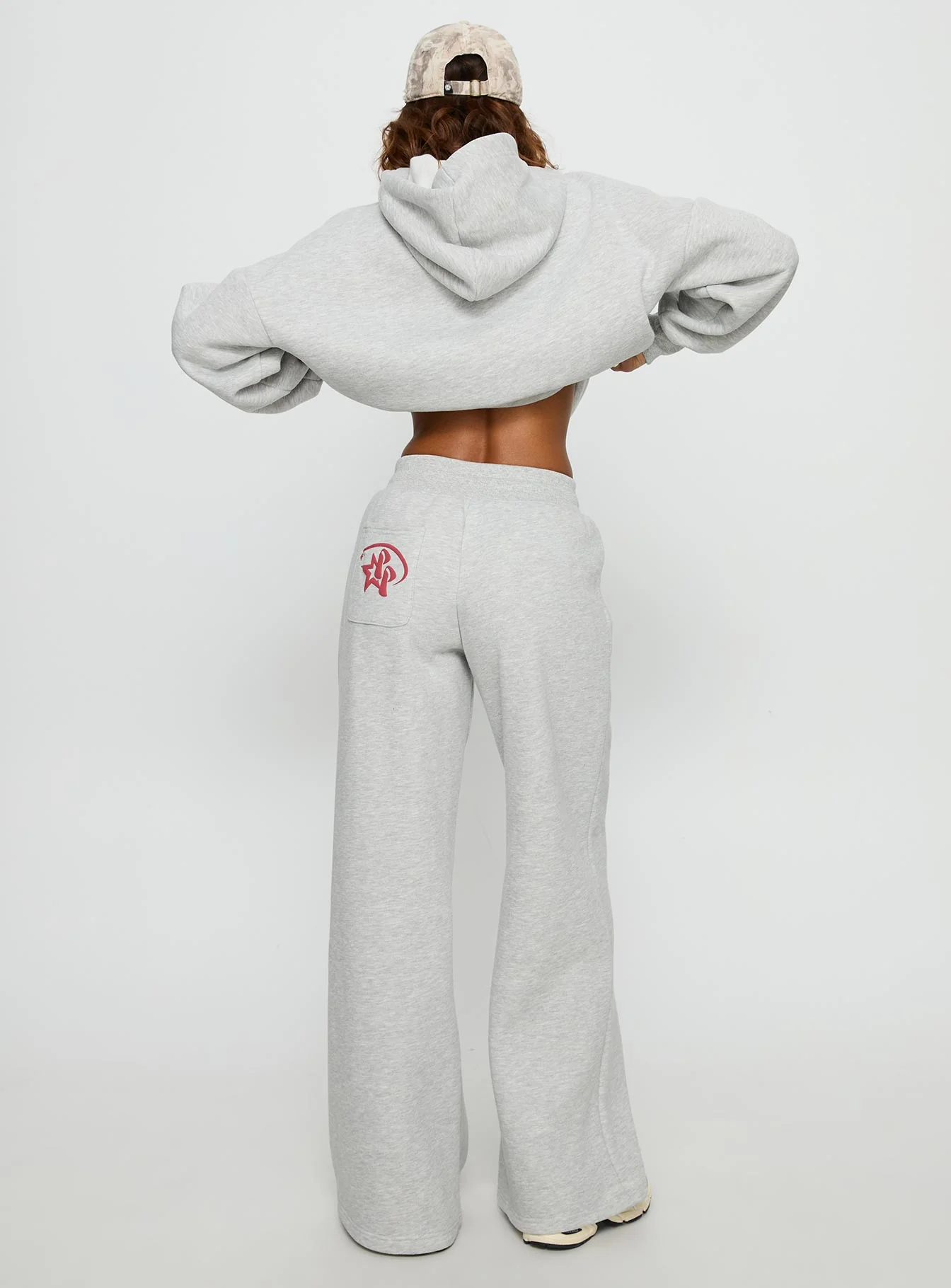 Princess Polly Stargirl Wide Leg Sweat Pants Grey Marle