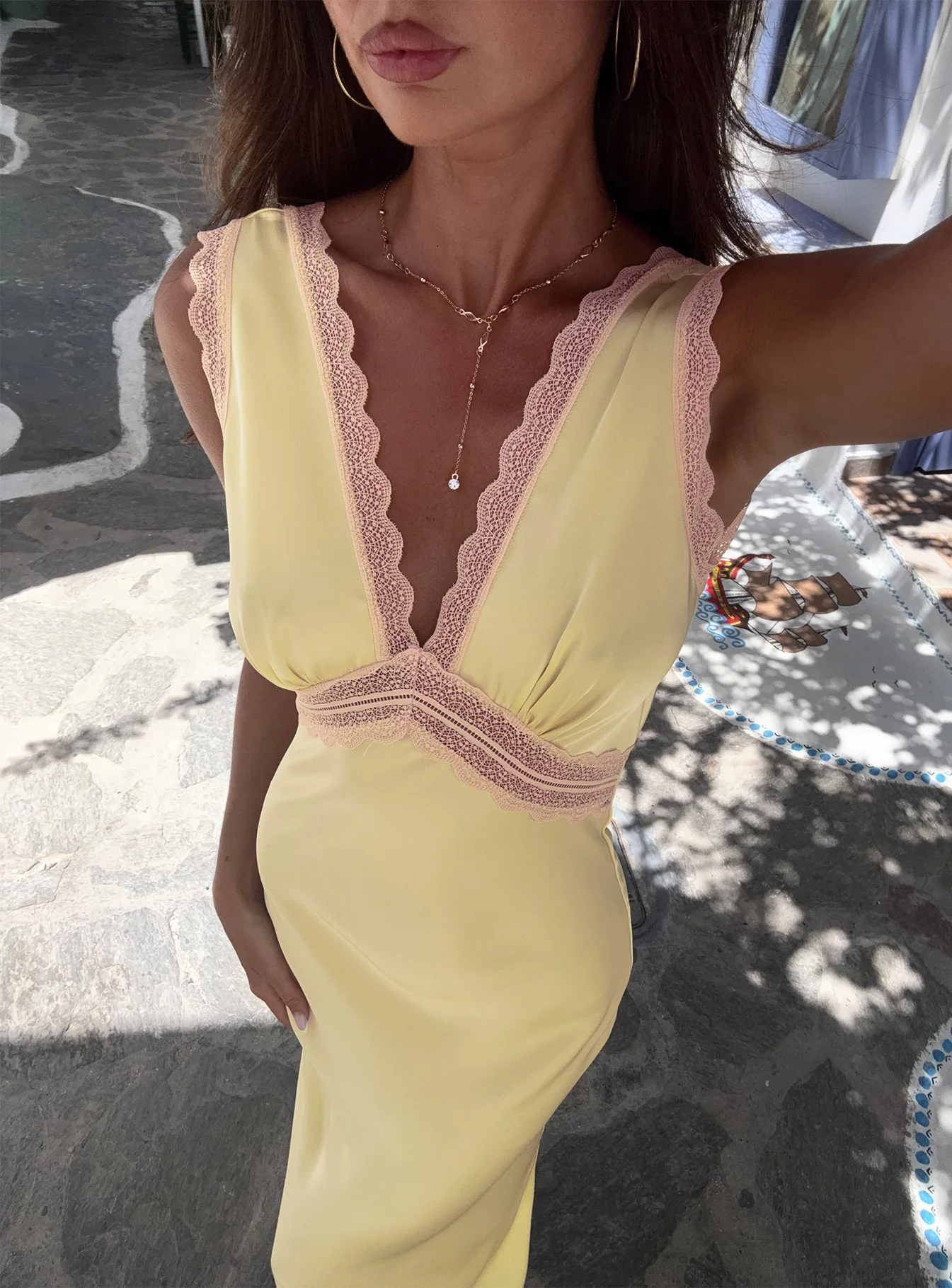 Prophecies Lace Maxi Dress Lemon