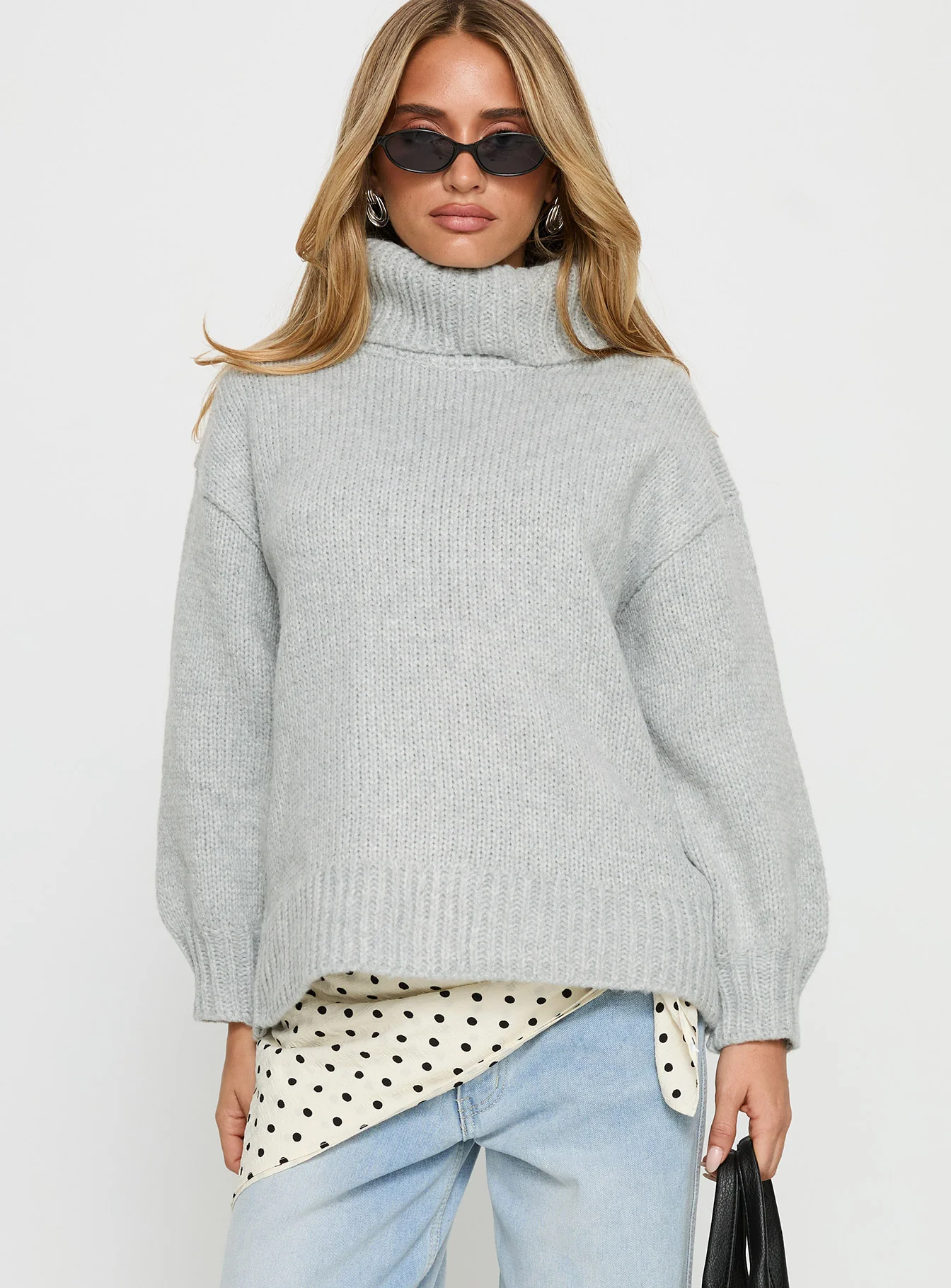 Let Love In Knit Sweater Grey