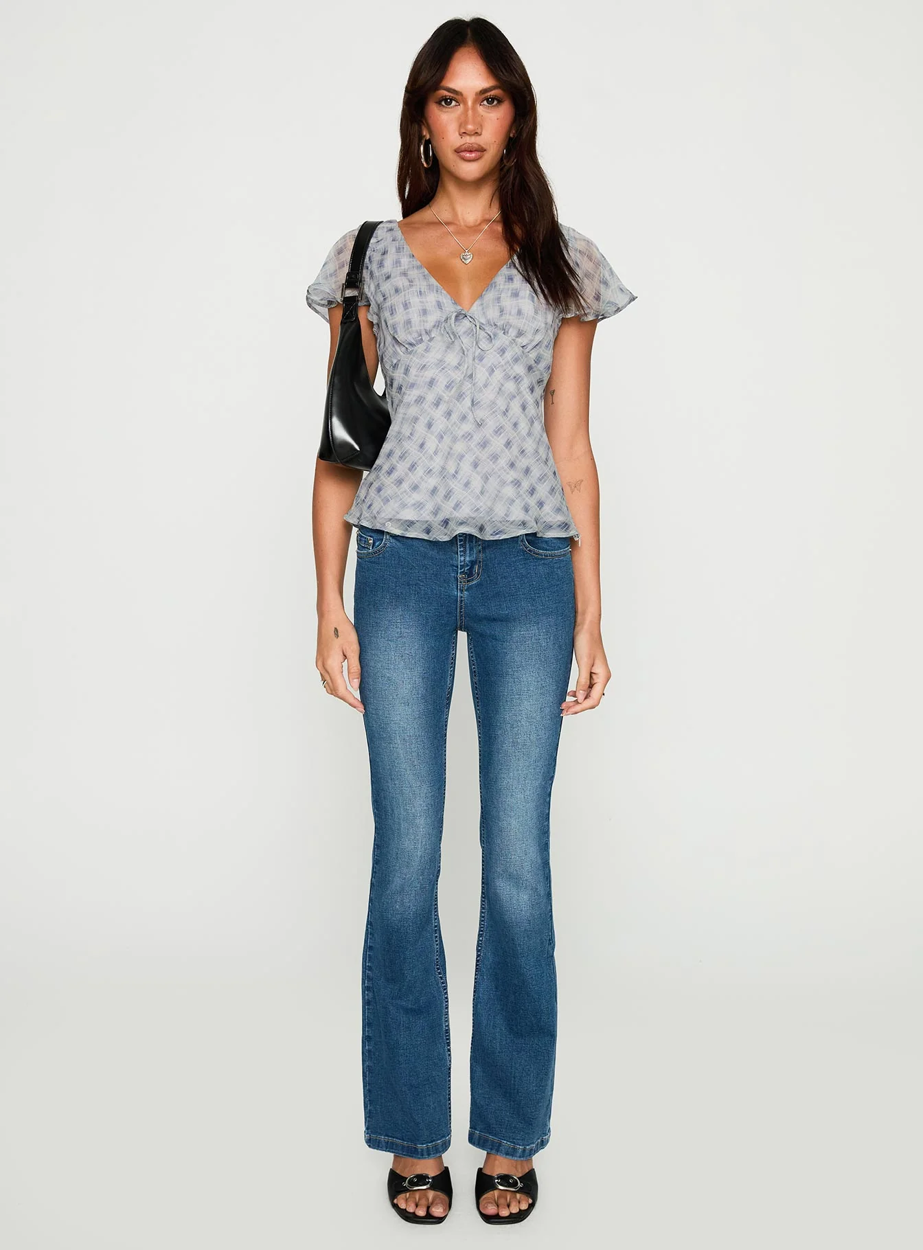 My Last Love Top Blue Check