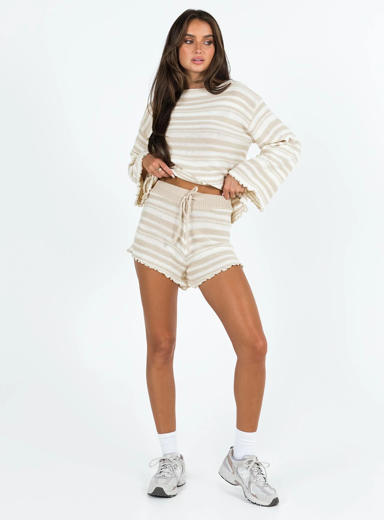 Lynda Stripe Set Beige / White