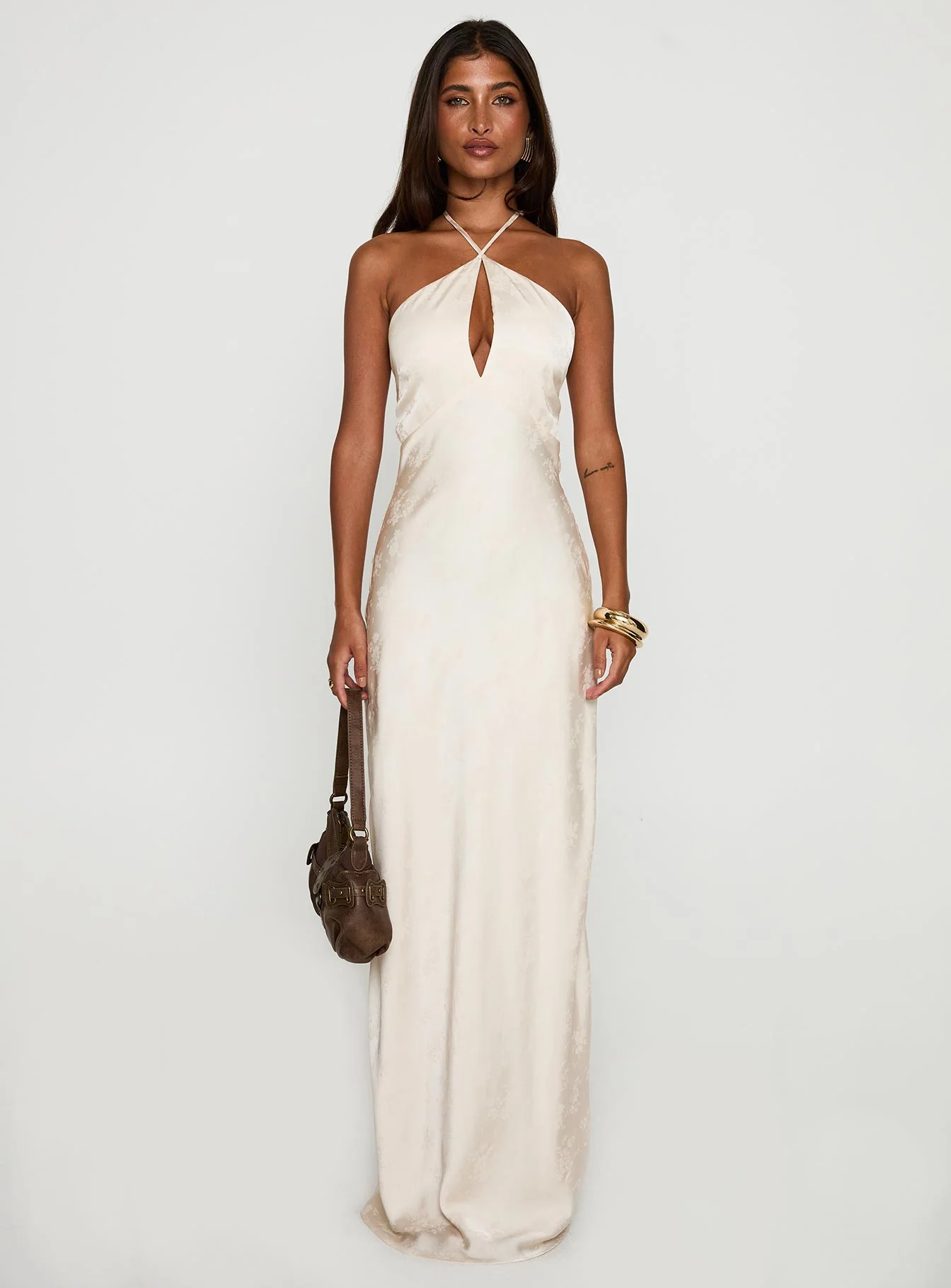 Limosina Halter Maxi Dress Champagne
