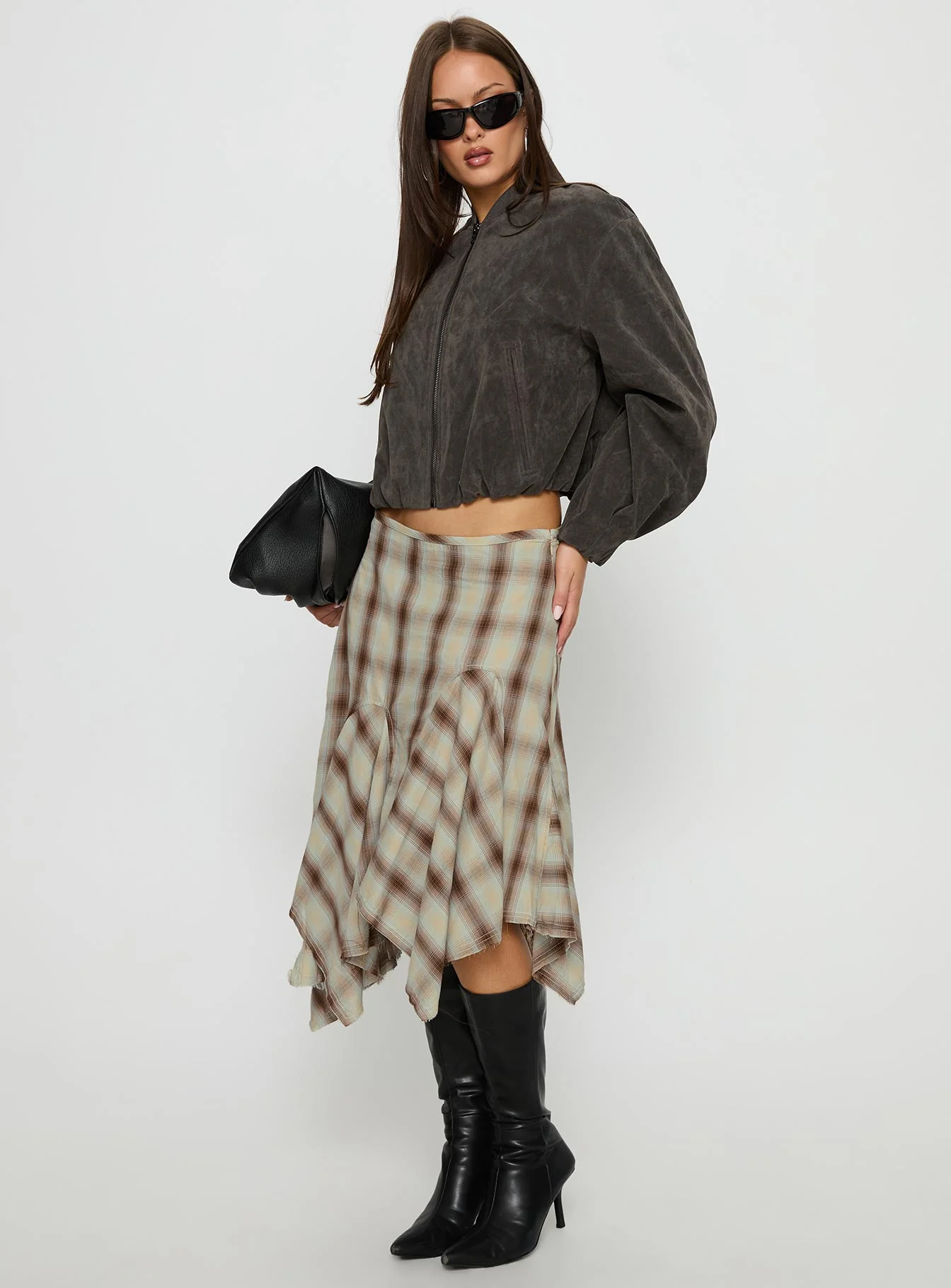 Toshie Asymmetrical Midi Skirt Multi Check