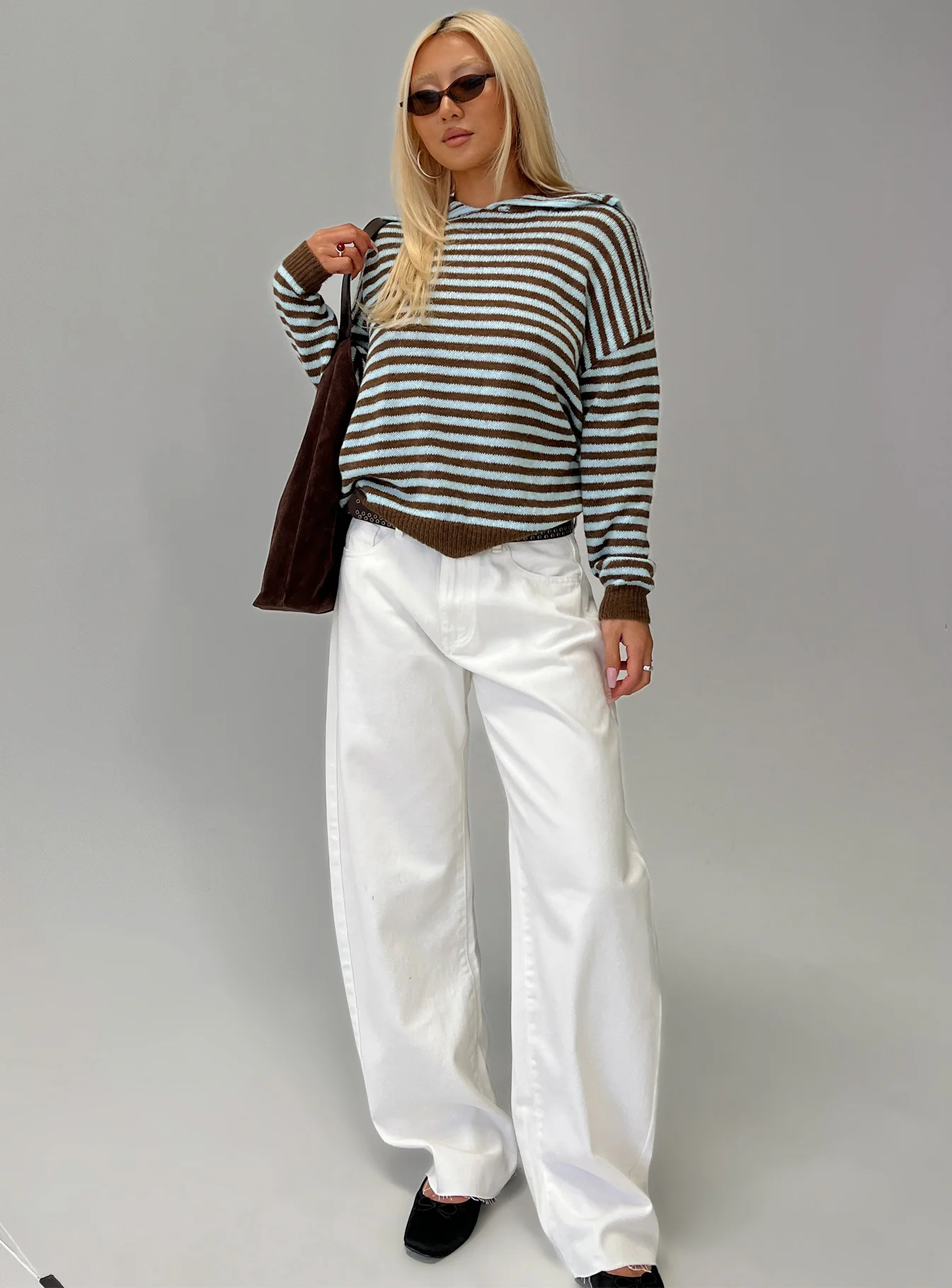 Moon Went Dark Collared Knit Sweater Stripe