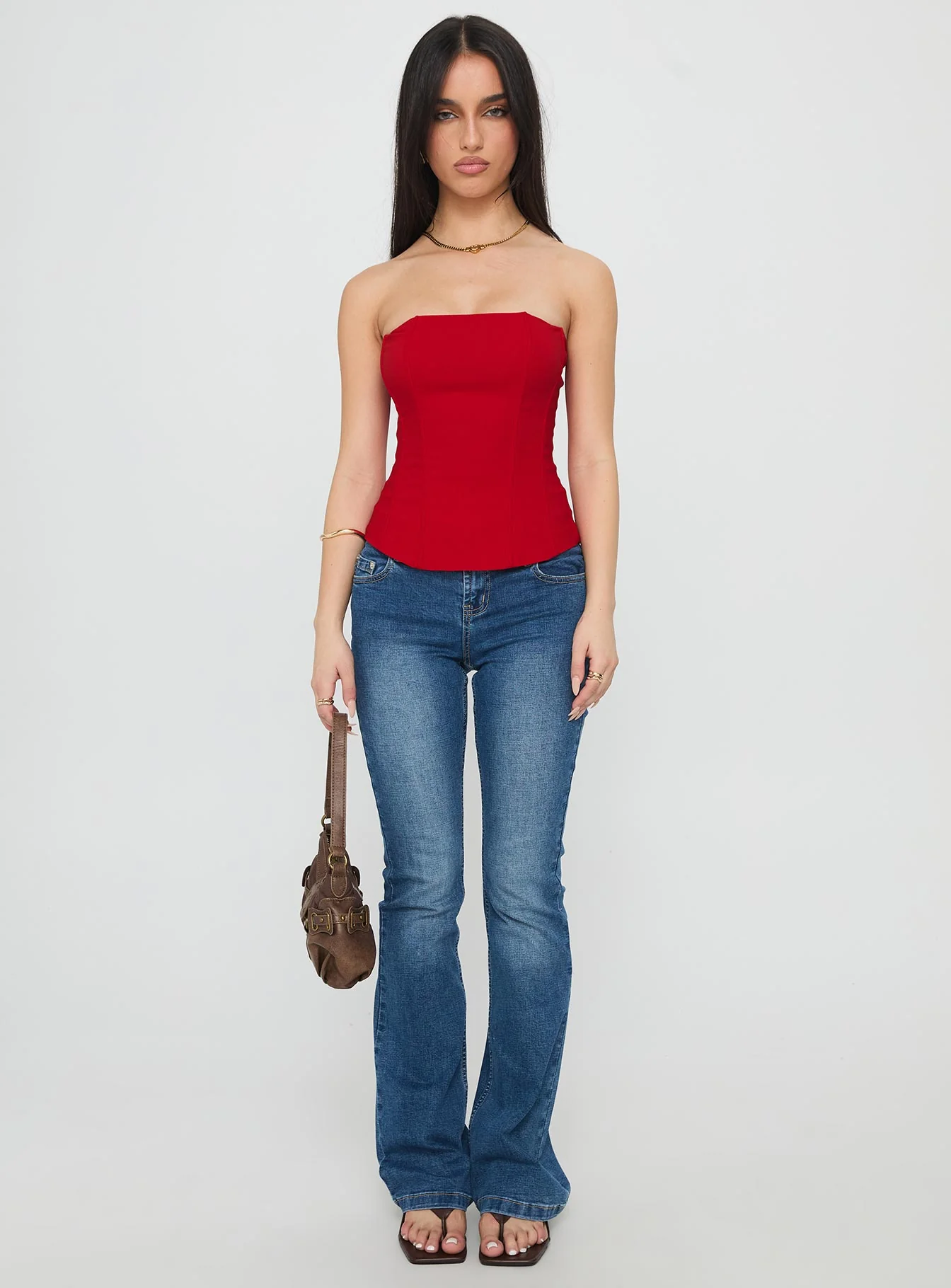 Kaetlyn Strapless Corset Top Red