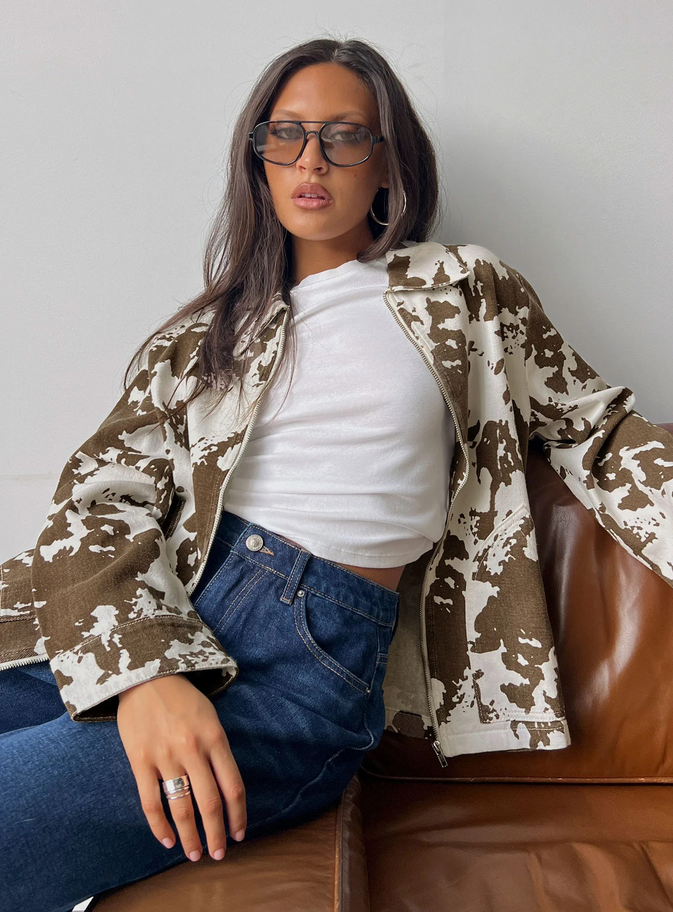 Another Life Zip Through Jacket Cow