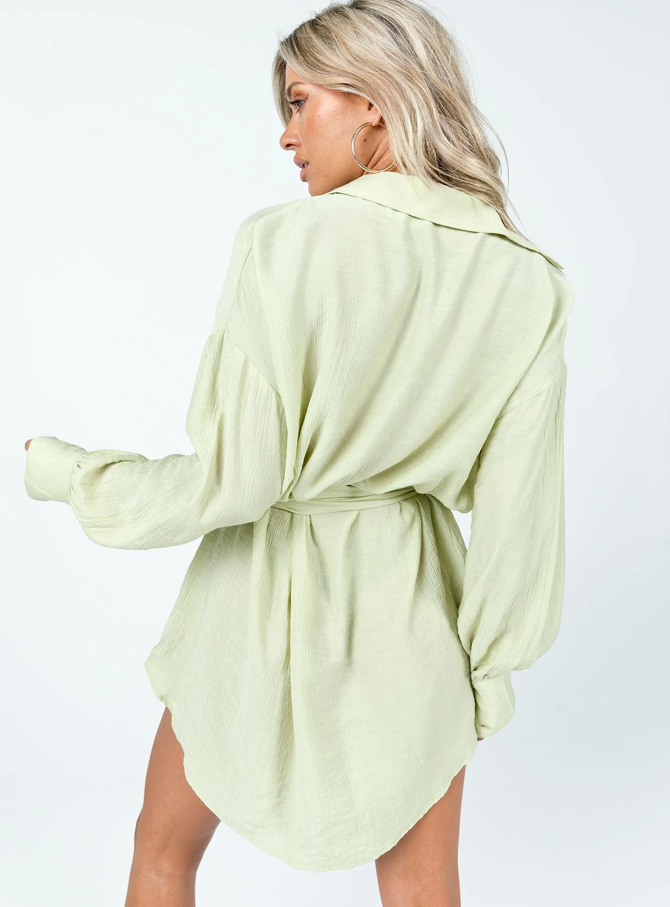 Bilari Textured Fabric Shirt Dress Green