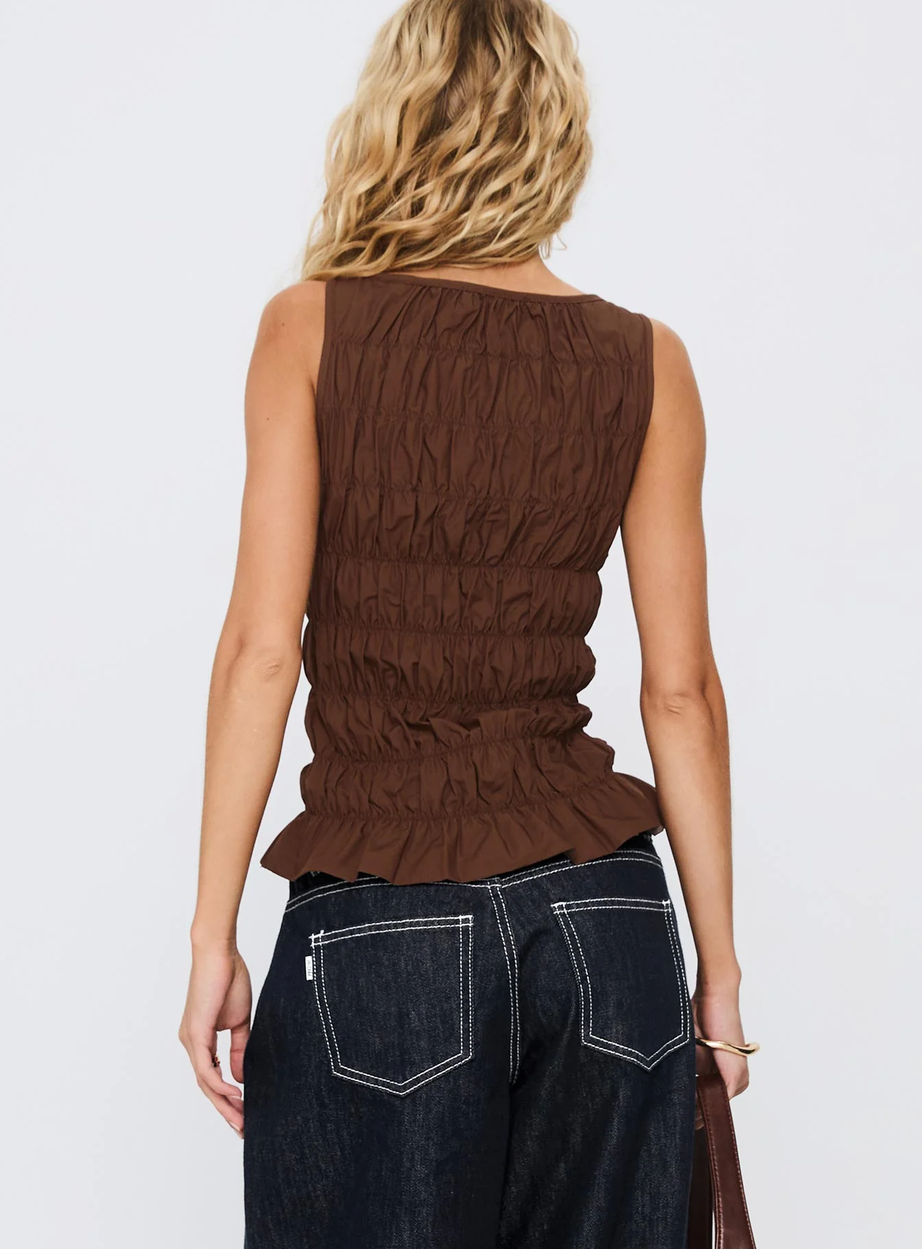 Marleene Shirred Top Chocolate