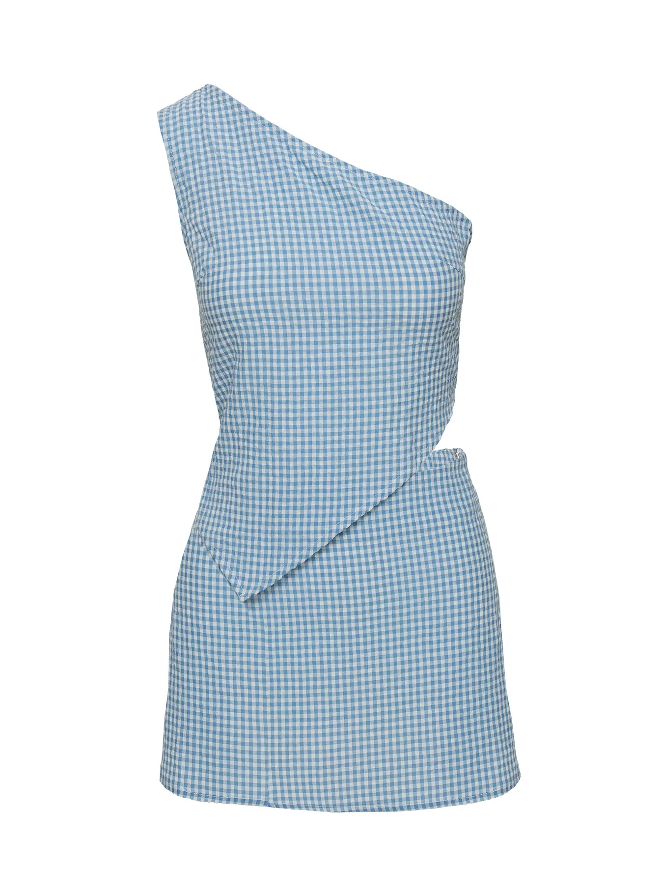 Dirst One Shoulder Set Blue Gingham