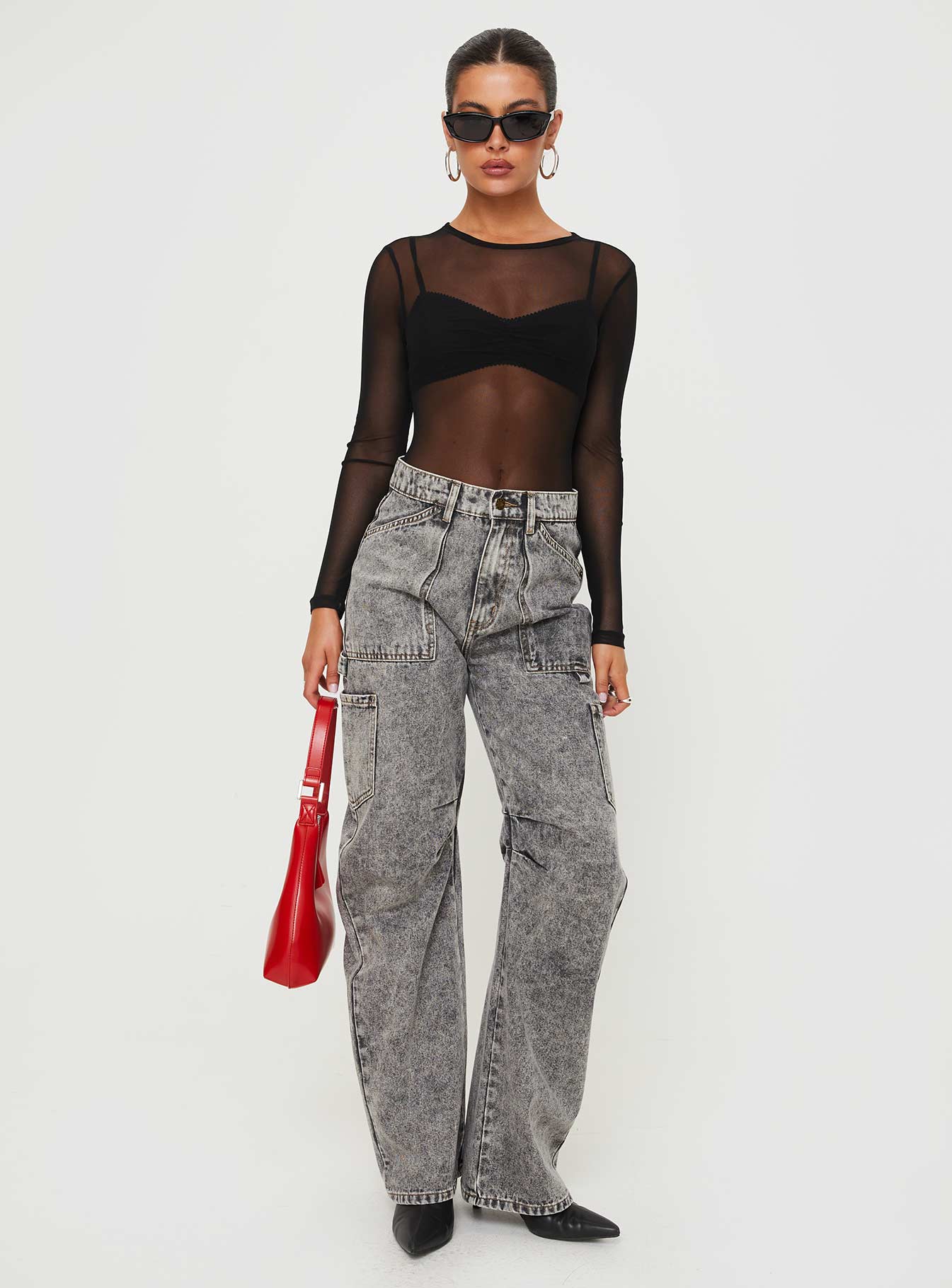 Minsky Long Sleeve Mesh Bodysuit Black