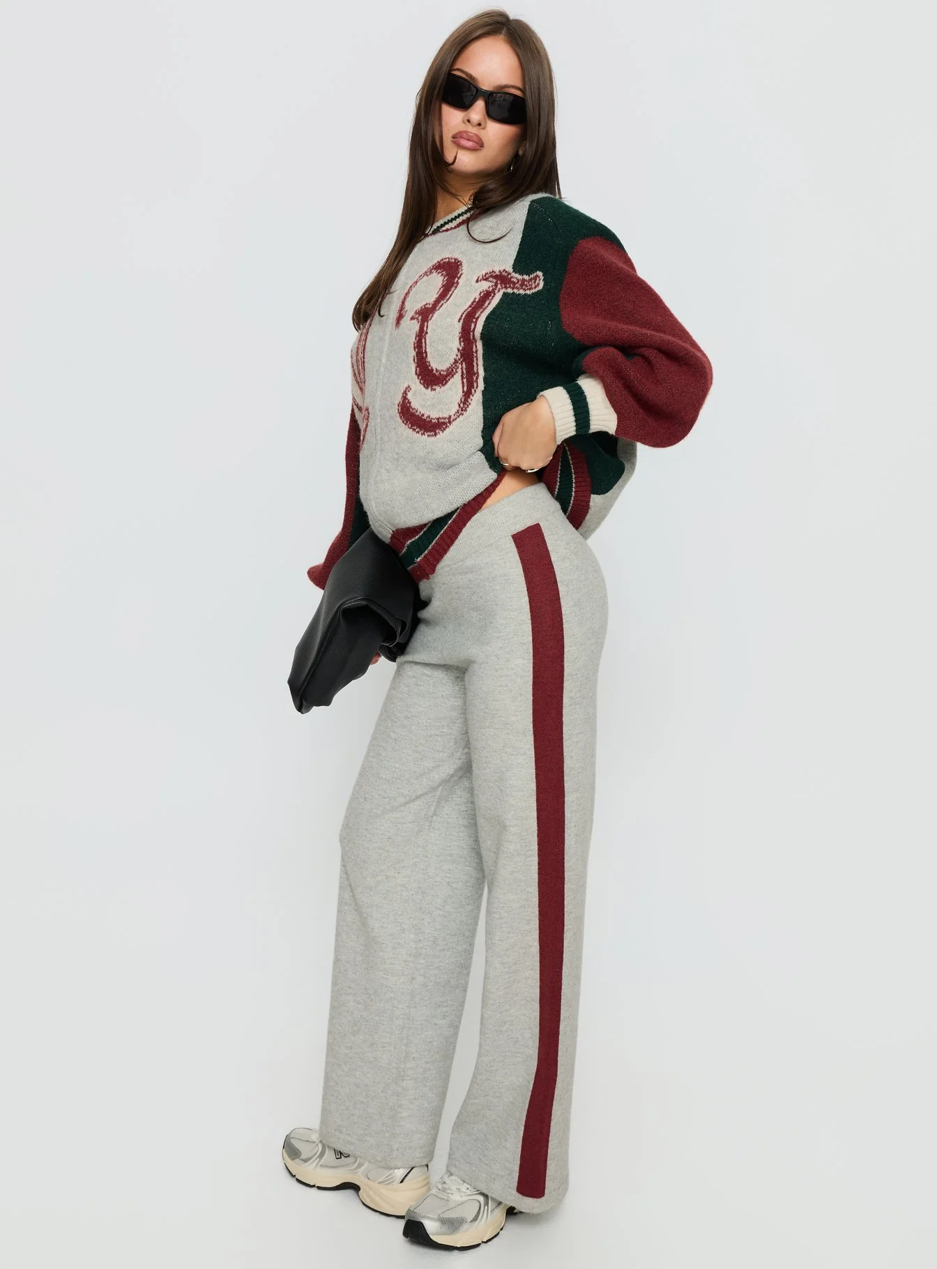 Brandyce Graphic Knit Jacket Grey / Red