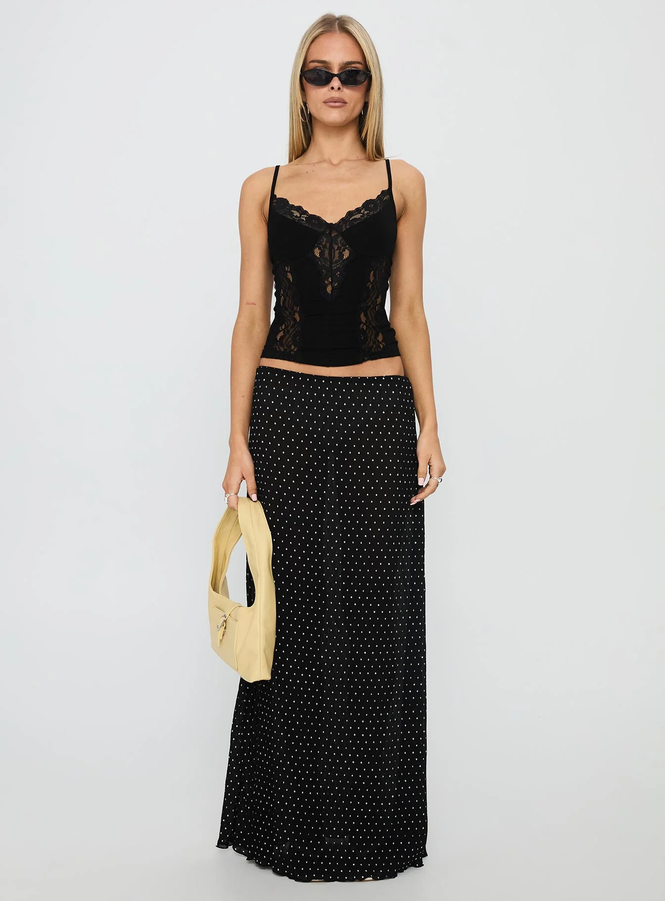 Rhiara Lace Trim Top Black