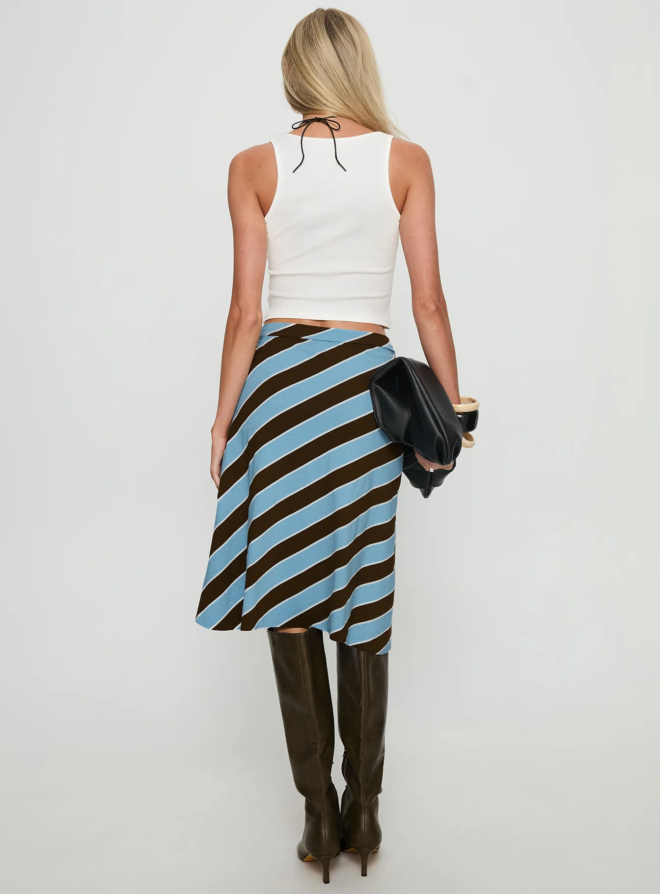 Esmeray Midi Skirt Retro Stripe Blue