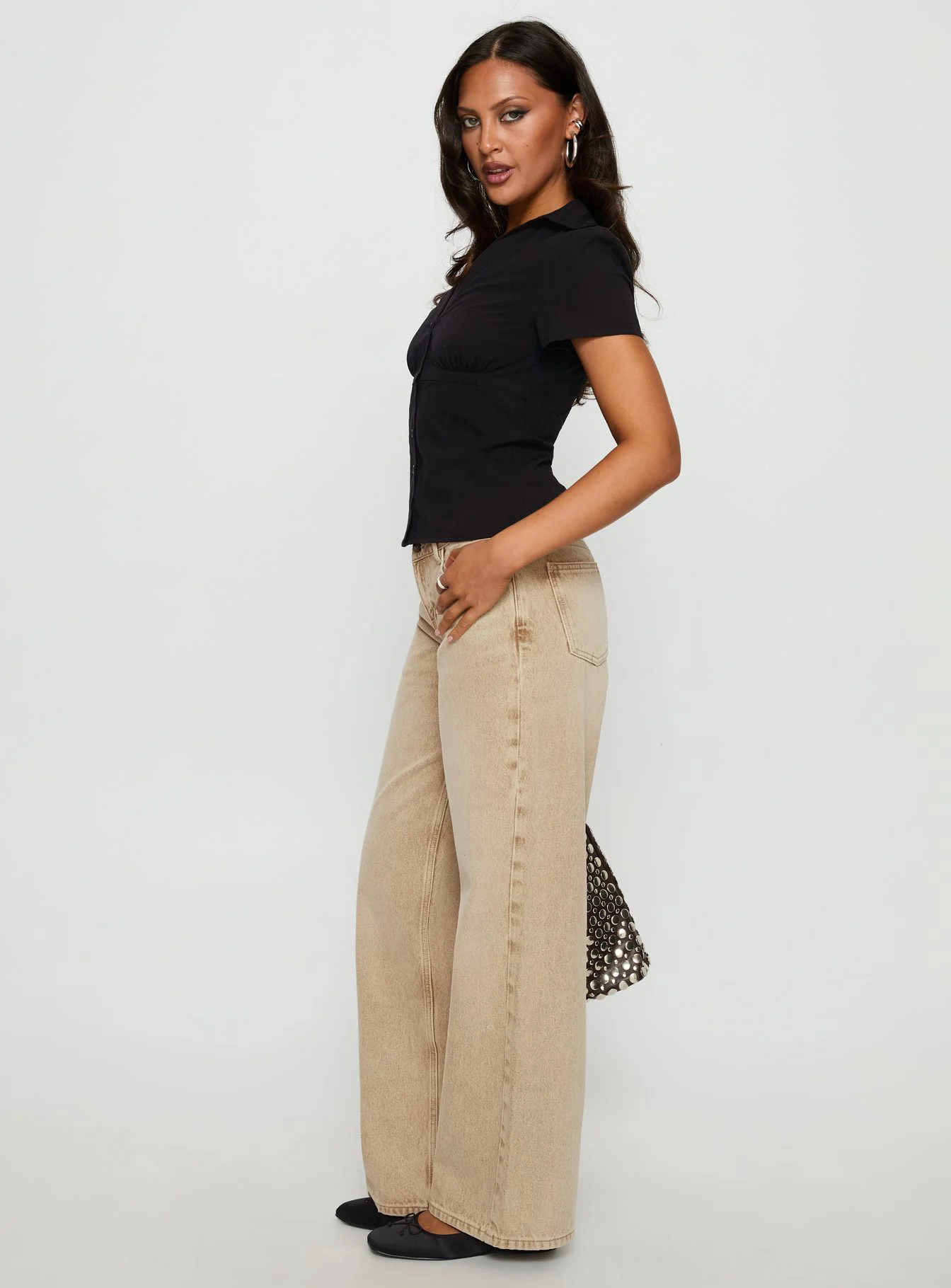 Ellanor Low Rise Straight Leg Jeans Tan