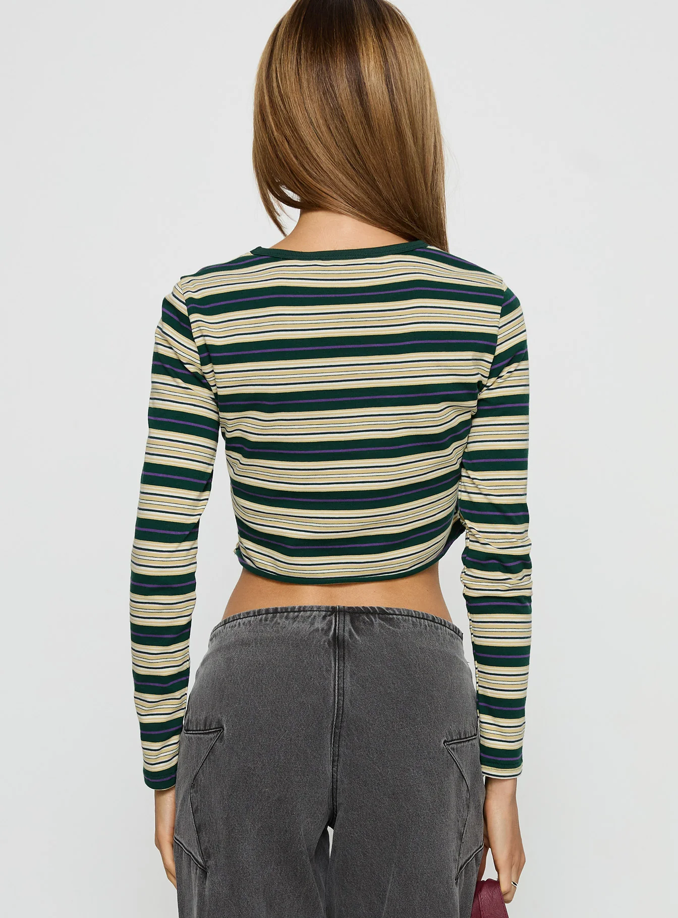 Bentlea Long Sleeve Top Green / Yellow Stripe