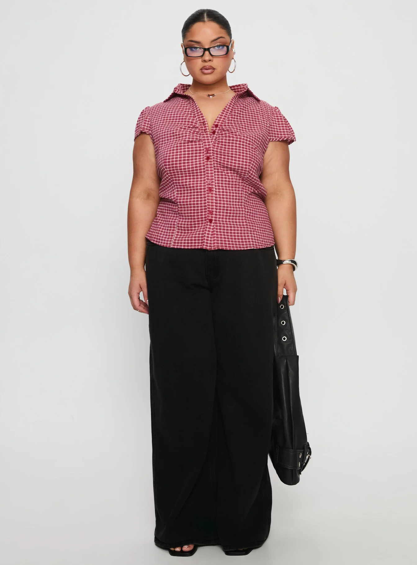 Arianwyn Short Sleeve Shirt Red Check Curve