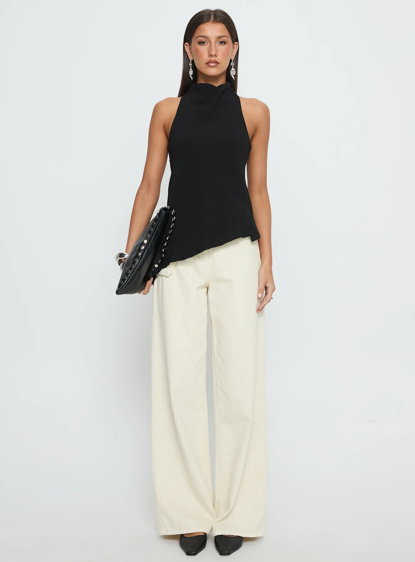 Days Get Dark Asymmetrical Top Black