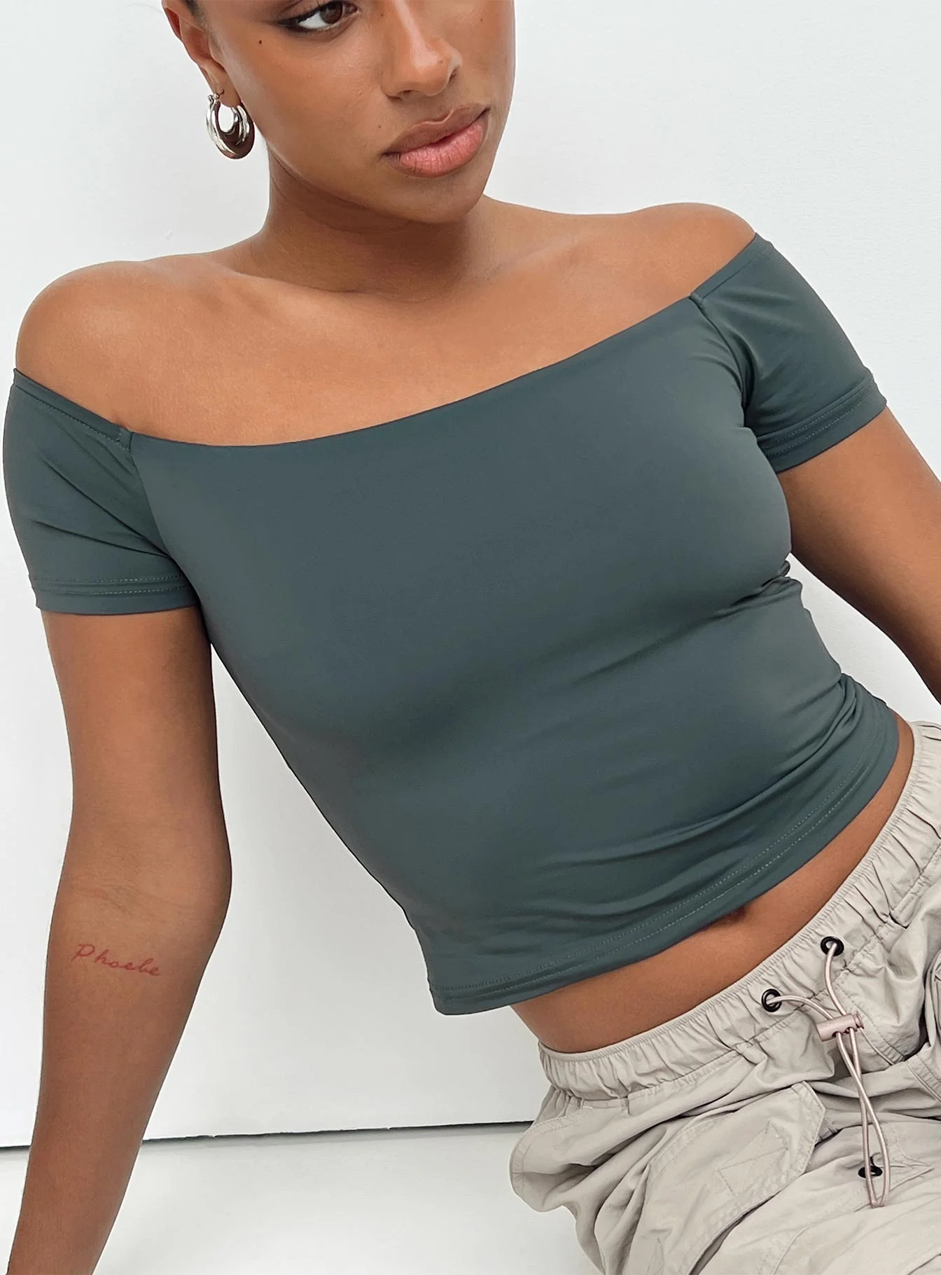 Dalya Off The Shoulder Top Steel