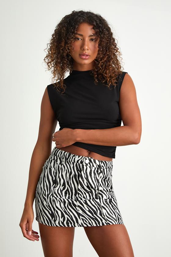 Joan Black and White Zebra Mini Skirt