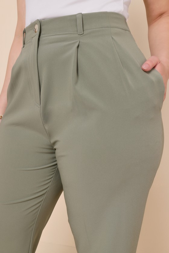 Sophisticated Company Sage Green Straight Leg Trouser Pants