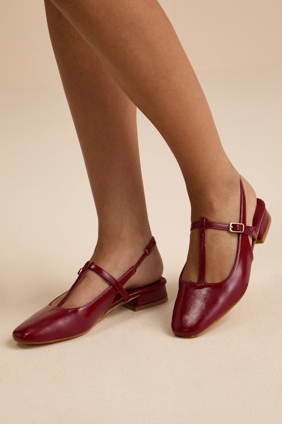 Shai Cherry Slingback Low Heel Mary Janes