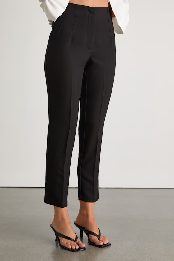 Cleo Black Tailored High-Rise Slim Leg Trouser Pants