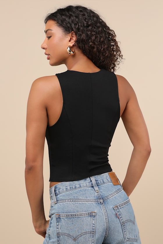Elevated Impression Black Sleeveless Vest Top