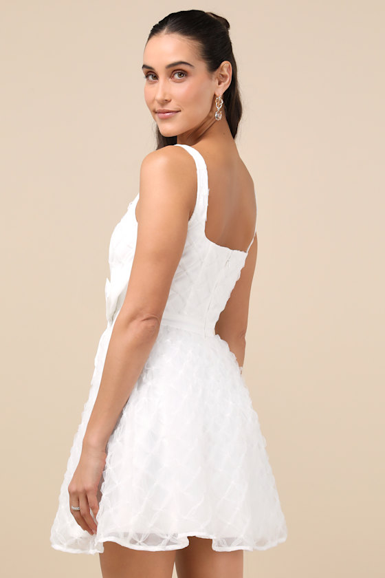 Eowyn White Tulle Bow Skater Mini Dress